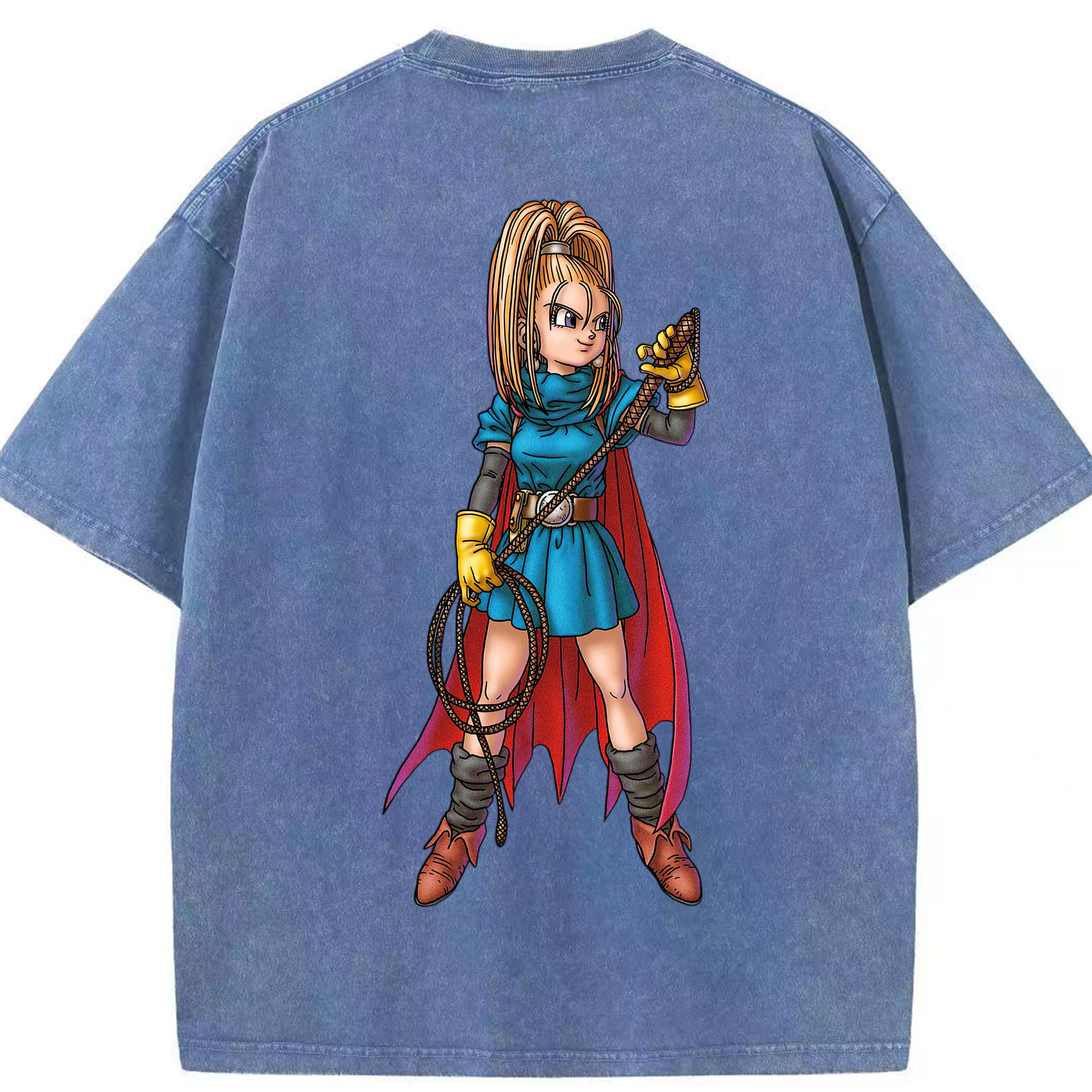 （画像用） ドラゴンクエスト Doragon Kuesuto Dragon Quest 綿100% ヴィンテージ風 半袖Tシャツ（背面プリント）