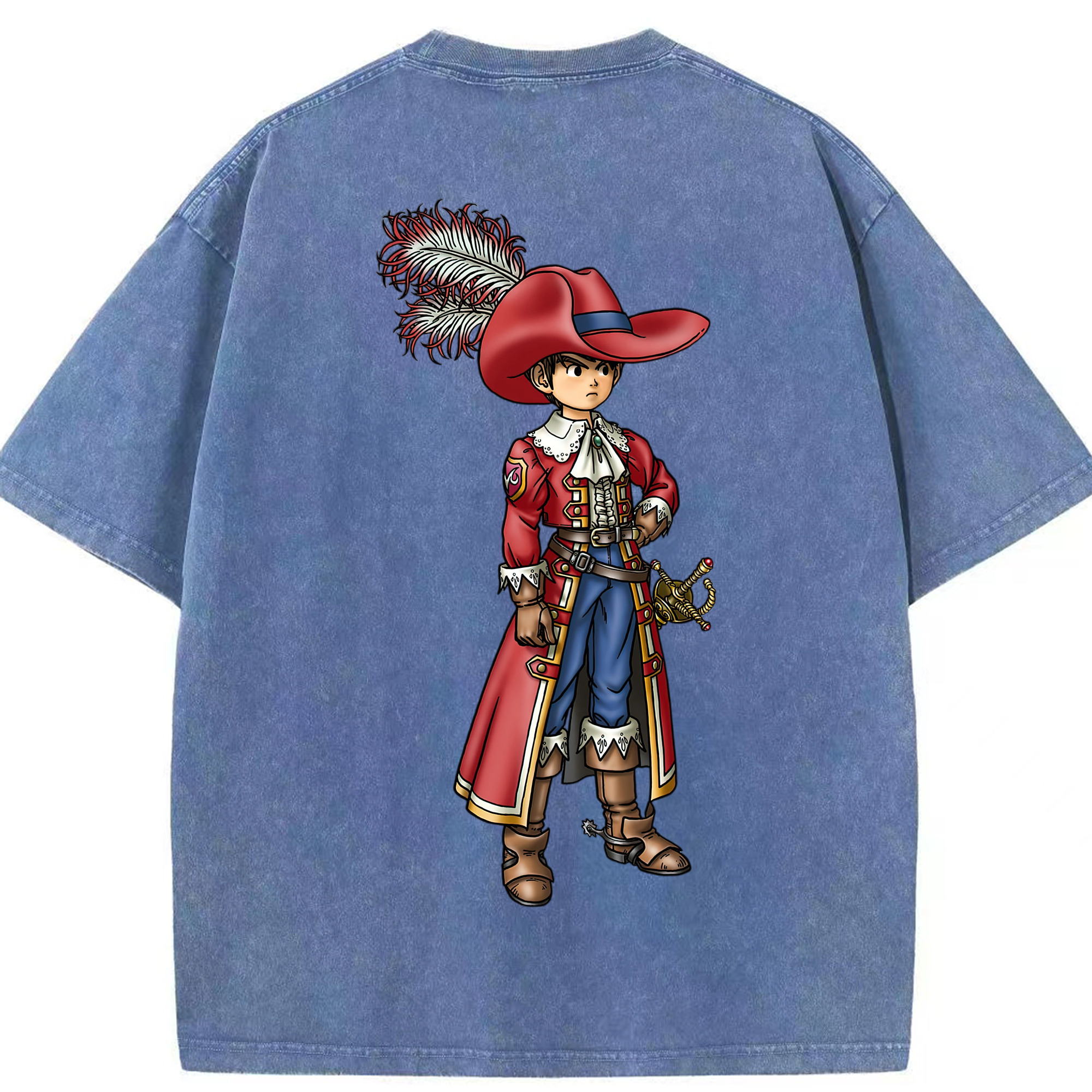（画像用） ドラゴンクエスト Doragon Kuesuto Dragon Quest 綿100% ヴィンテージ風 半袖Tシャツ（背面プリント）