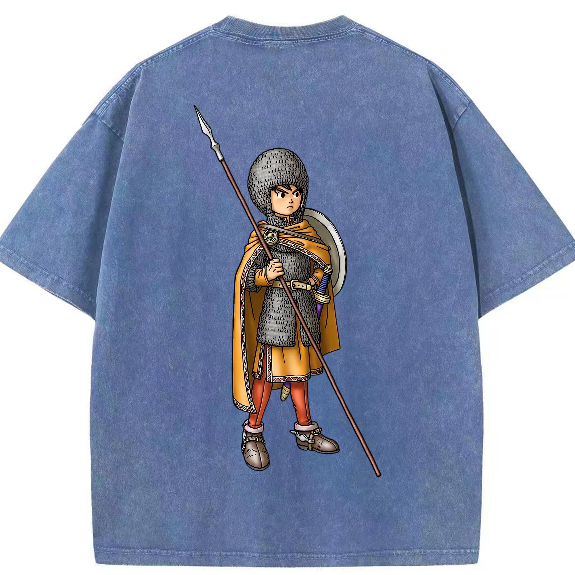 （画像用） ドラゴンクエスト Doragon Kuesuto Dragon Quest 綿100% ヴィンテージ風 半袖Tシャツ（背面プリント）