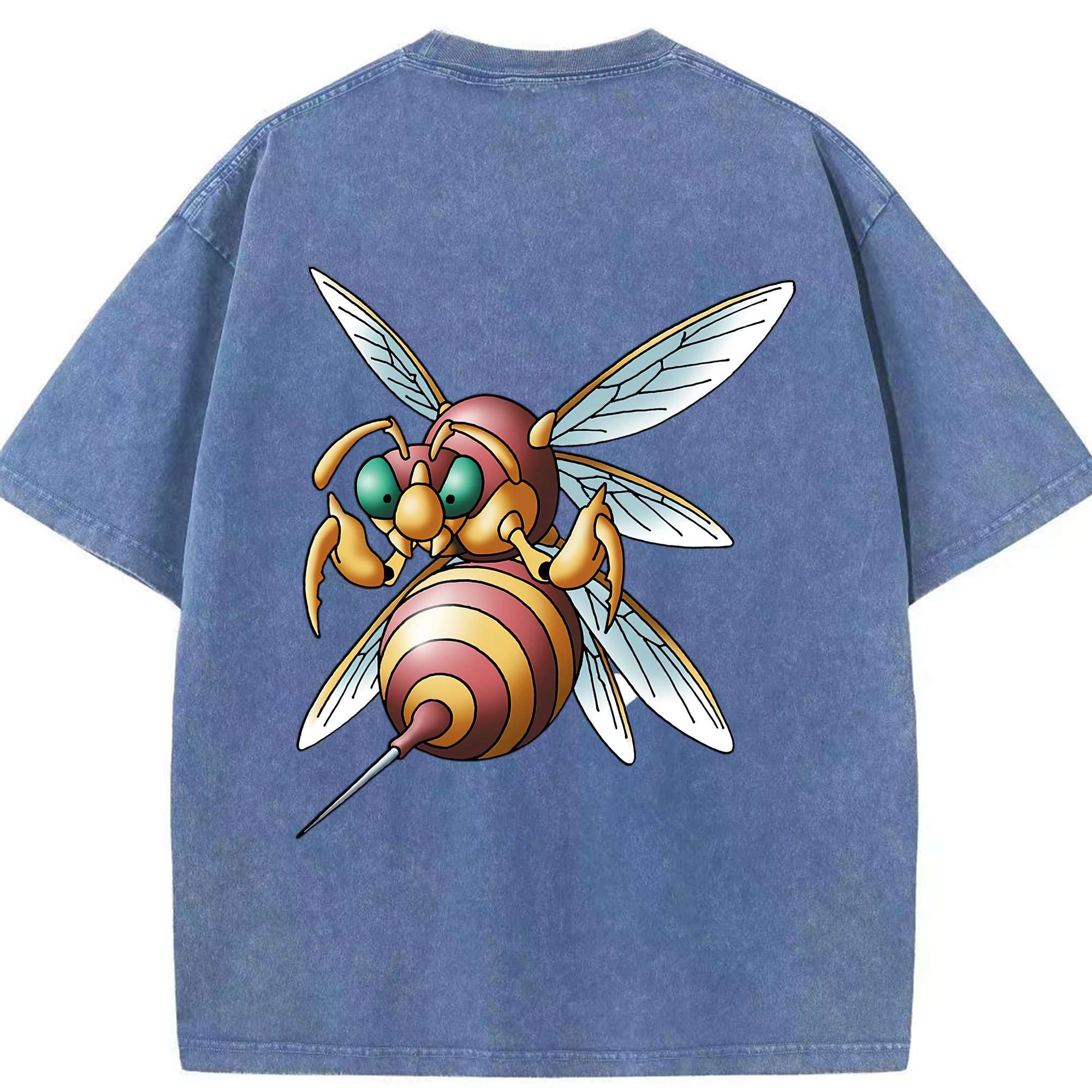 （画像用） ドラゴンクエスト Doragon Kuesuto Dragon Quest 綿100% ヴィンテージ風 半袖Tシャツ（背面プリント）
