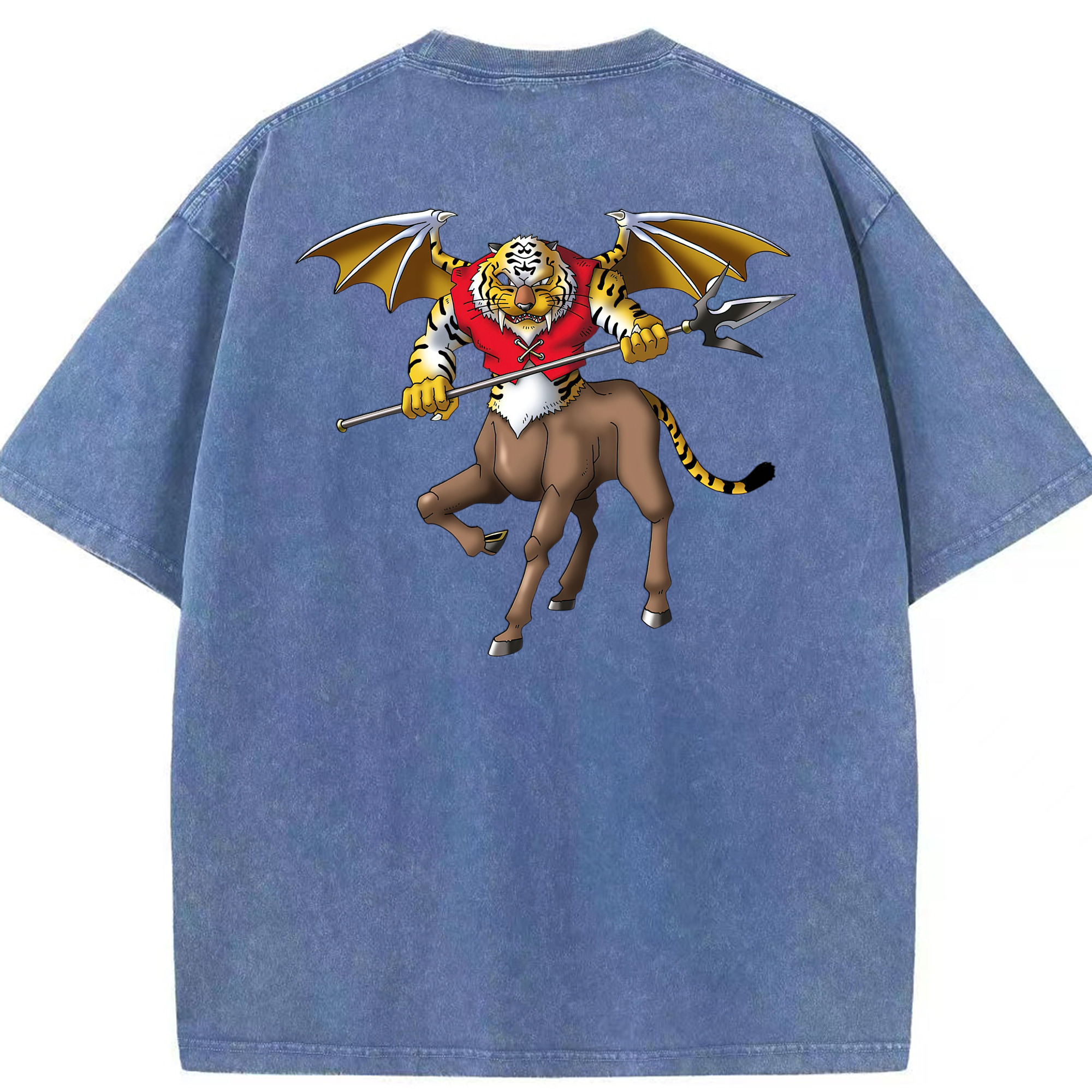 （画像用） ドラゴンクエスト Doragon Kuesuto Dragon Quest 綿100% ヴィンテージ風 半袖Tシャツ（背面プリント）
