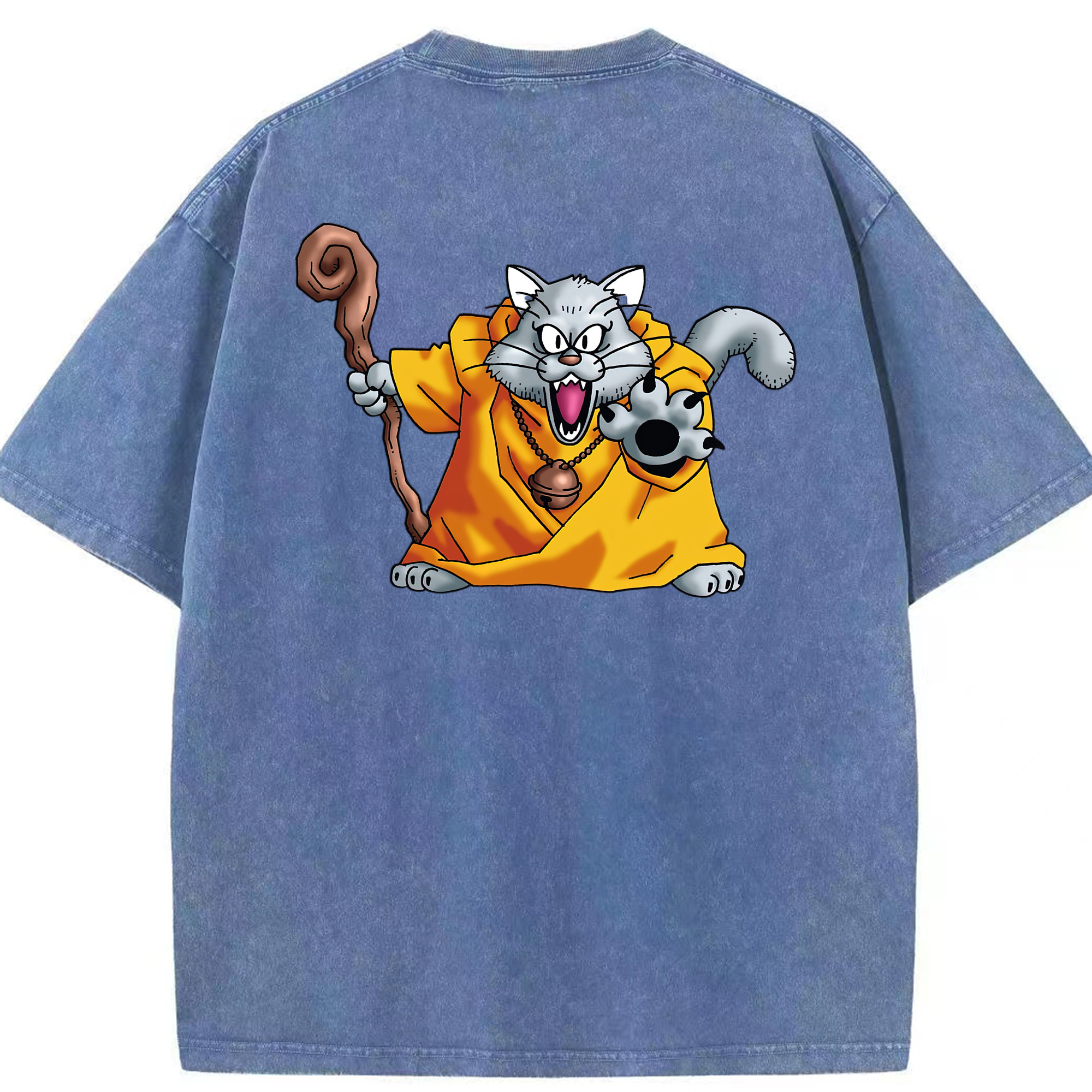 （画像用） ドラゴンクエスト Doragon Kuesuto Dragon Quest 綿100% ヴィンテージ風 半袖Tシャツ（背面プリント）