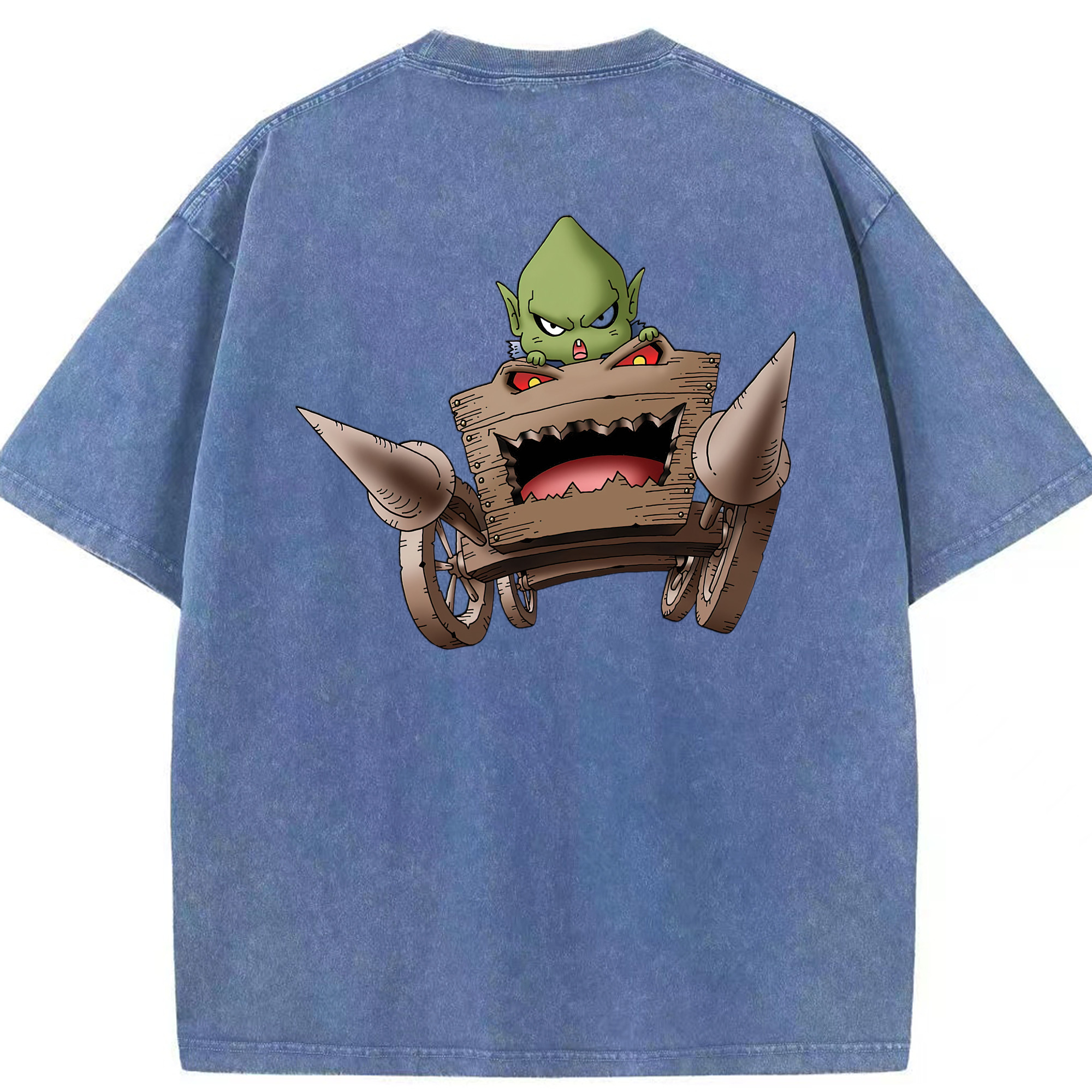 （画像用） ドラゴンクエスト Doragon Kuesuto Dragon Quest 綿100% ヴィンテージ風 半袖Tシャツ（背面プリント）