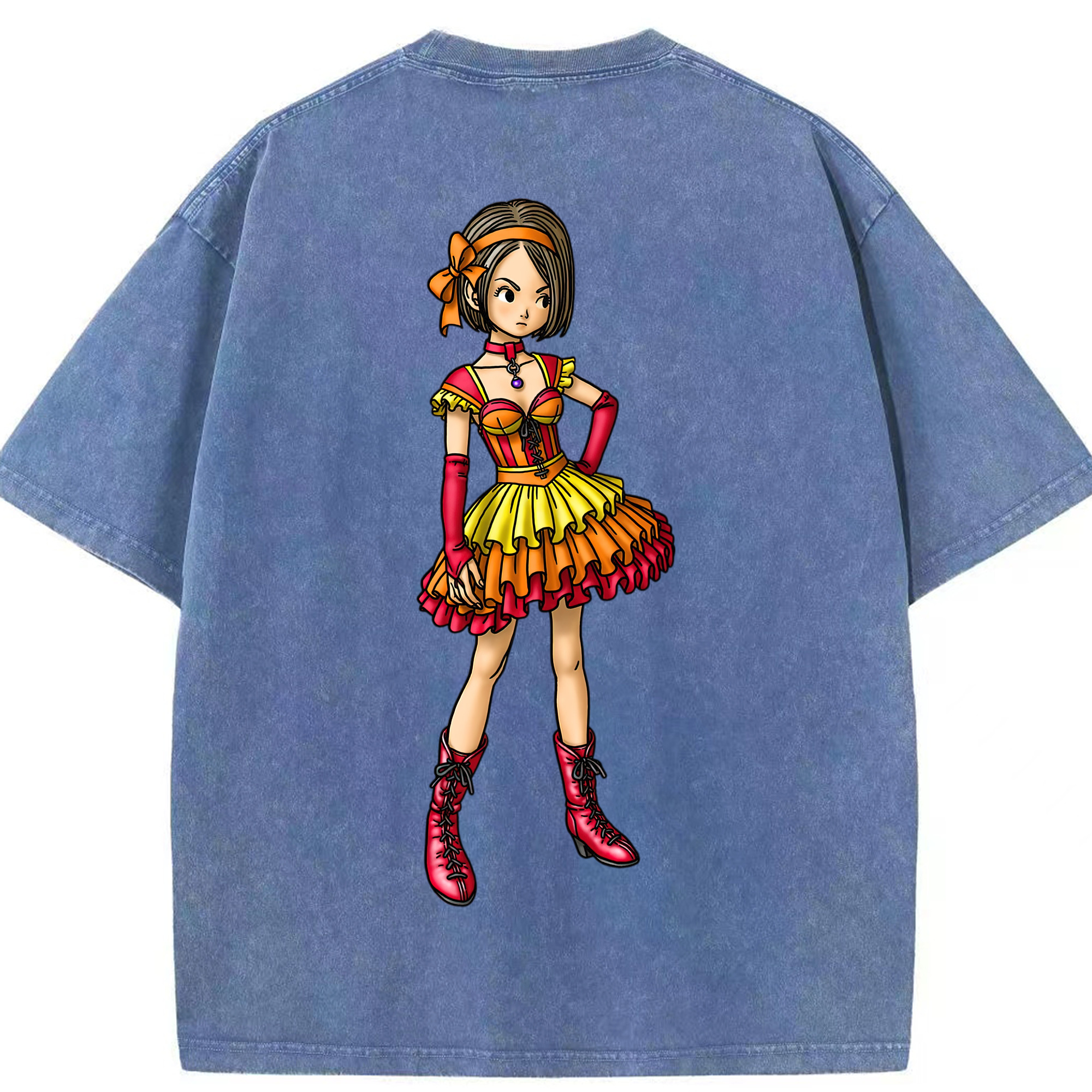 （画像用） ドラゴンクエスト Doragon Kuesuto Dragon Quest 綿100% ヴィンテージ風 半袖Tシャツ（背面プリント）