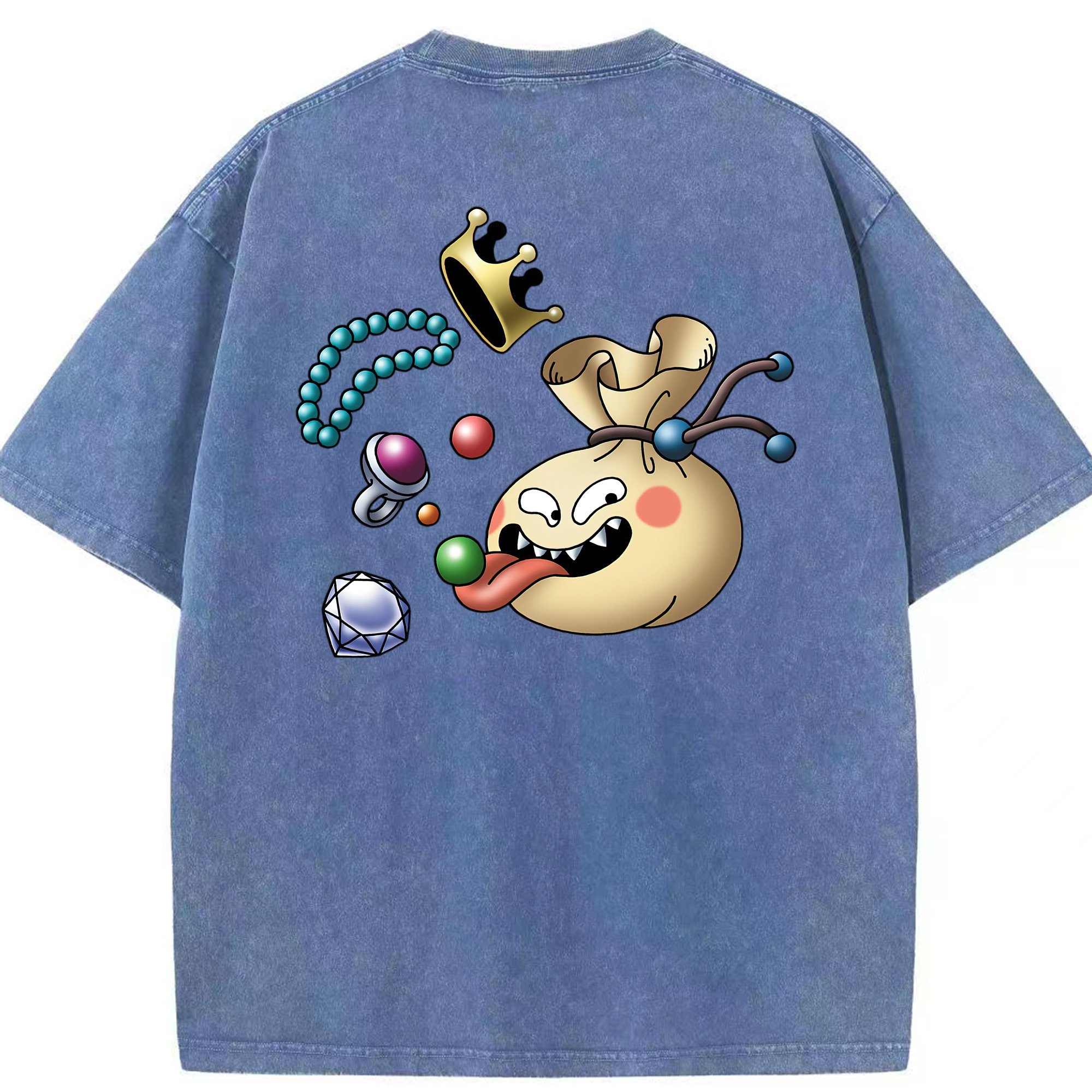 （画像用） ドラゴンクエスト Doragon Kuesuto Dragon Quest 綿100% ヴィンテージ風 半袖Tシャツ（背面プリント）