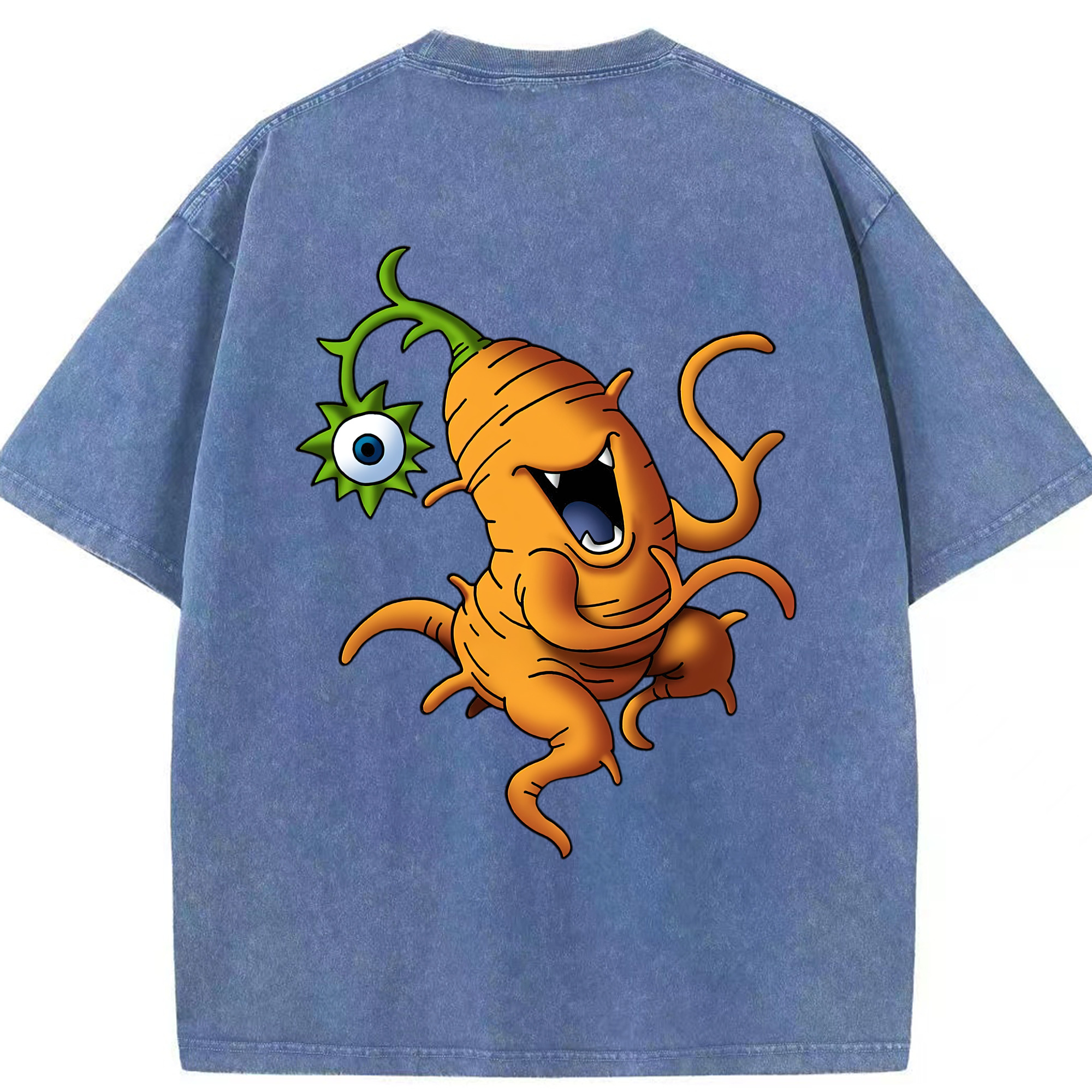 （画像用） ドラゴンクエスト Doragon Kuesuto Dragon Quest 綿100% ヴィンテージ風 半袖Tシャツ（背面プリント）