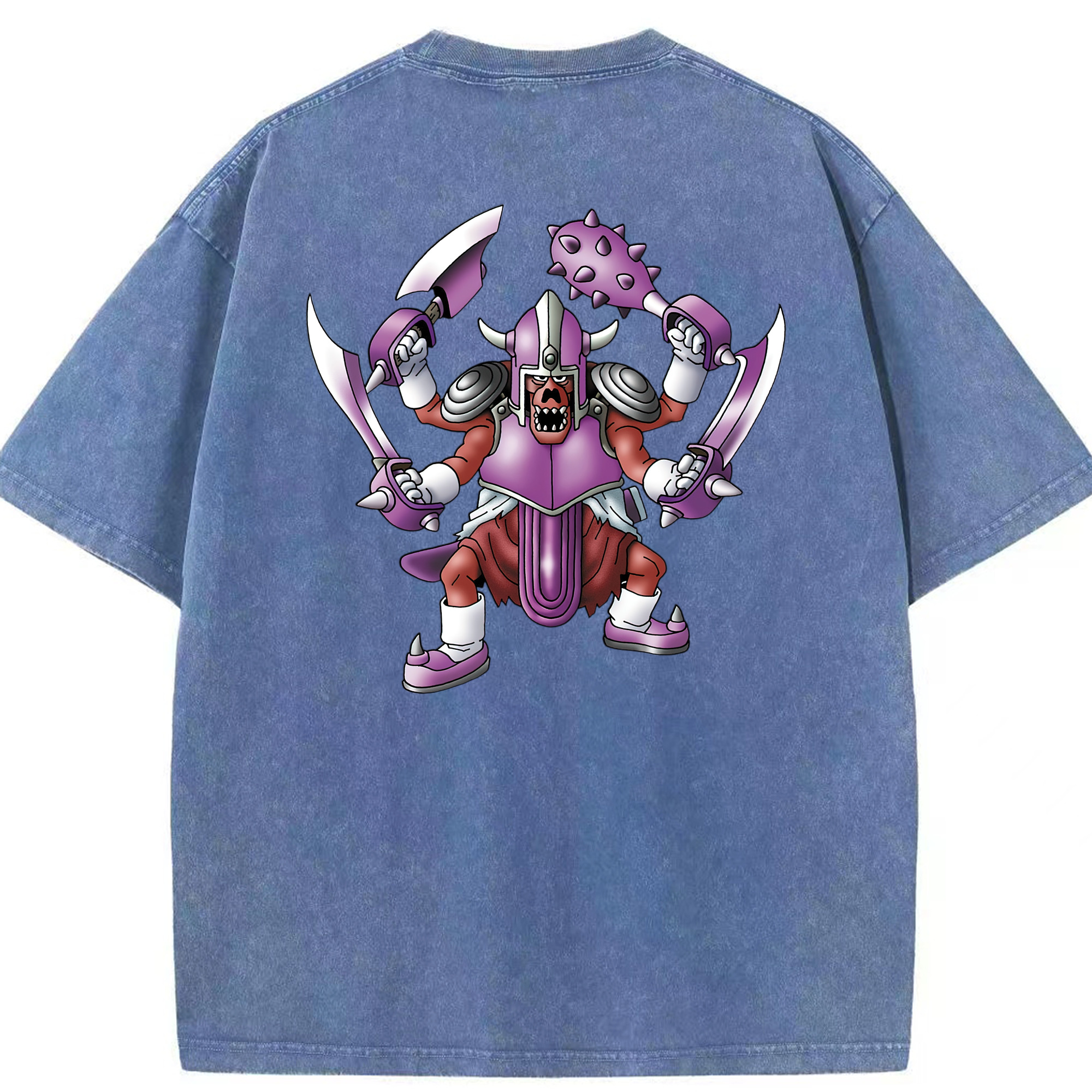 （画像用） ドラゴンクエスト Doragon Kuesuto Dragon Quest 綿100% ヴィンテージ風 半袖Tシャツ（背面プリント）