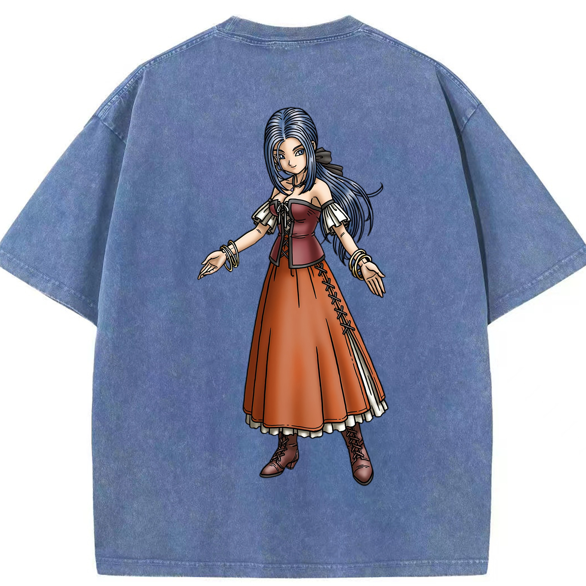 （画像用） ドラゴンクエスト Doragon Kuesuto Dragon Quest 綿100% ヴィンテージ風 半袖Tシャツ（背面プリント）