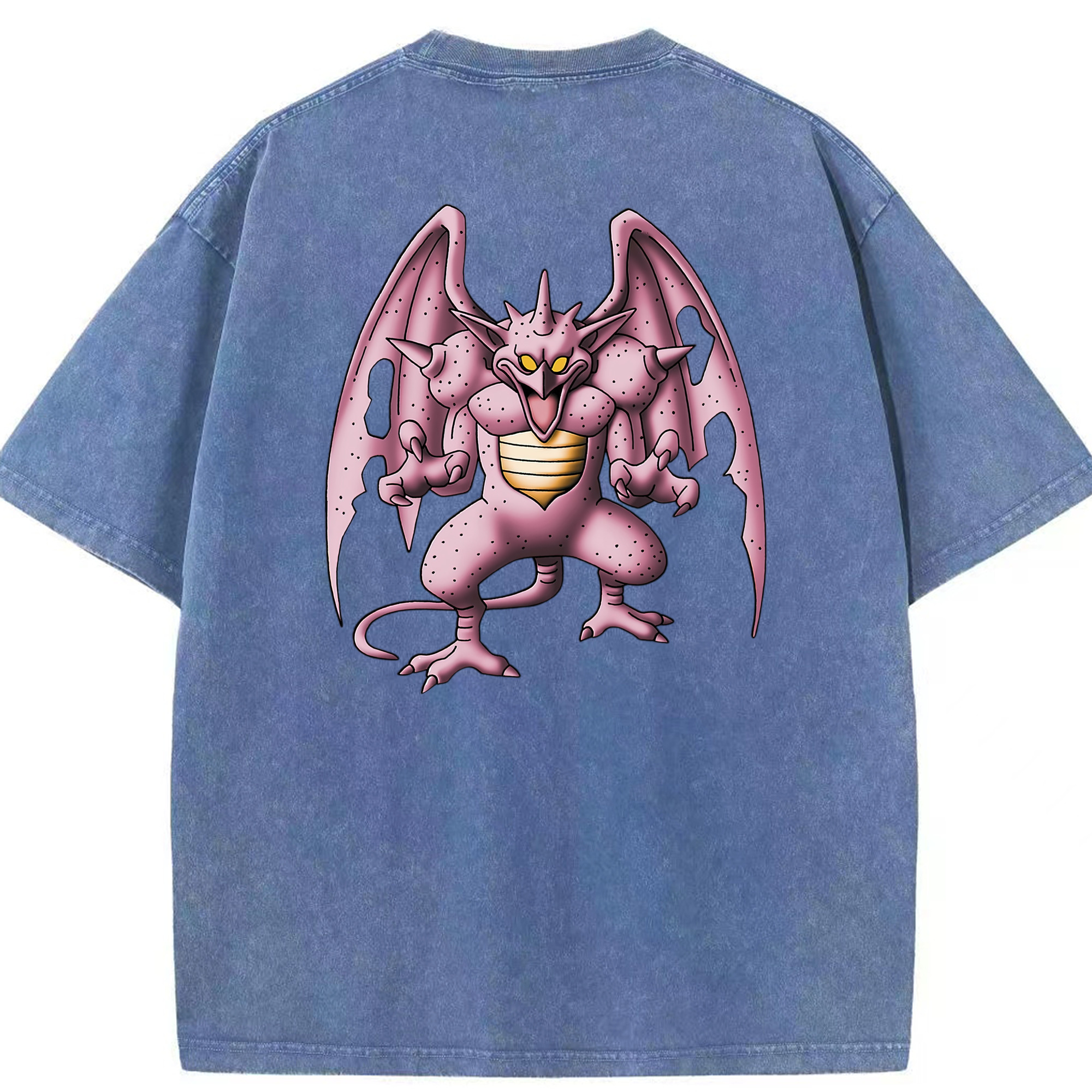 （画像用） ドラゴンクエスト Doragon Kuesuto Dragon Quest 綿100% ヴィンテージ風 半袖Tシャツ（背面プリント）