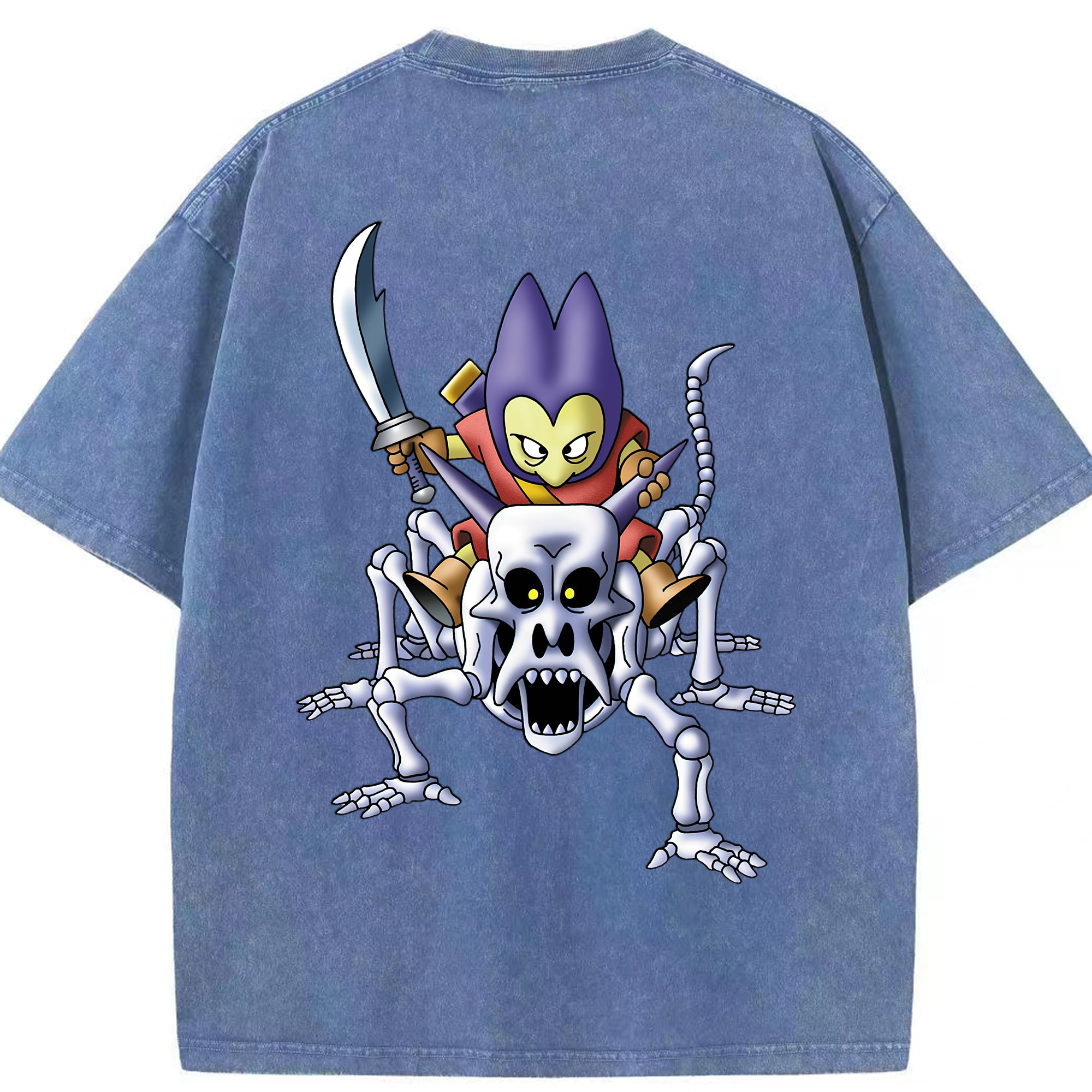 （画像用） ドラゴンクエスト Doragon Kuesuto Dragon Quest 綿100% ヴィンテージ風 半袖Tシャツ（背面プリント）