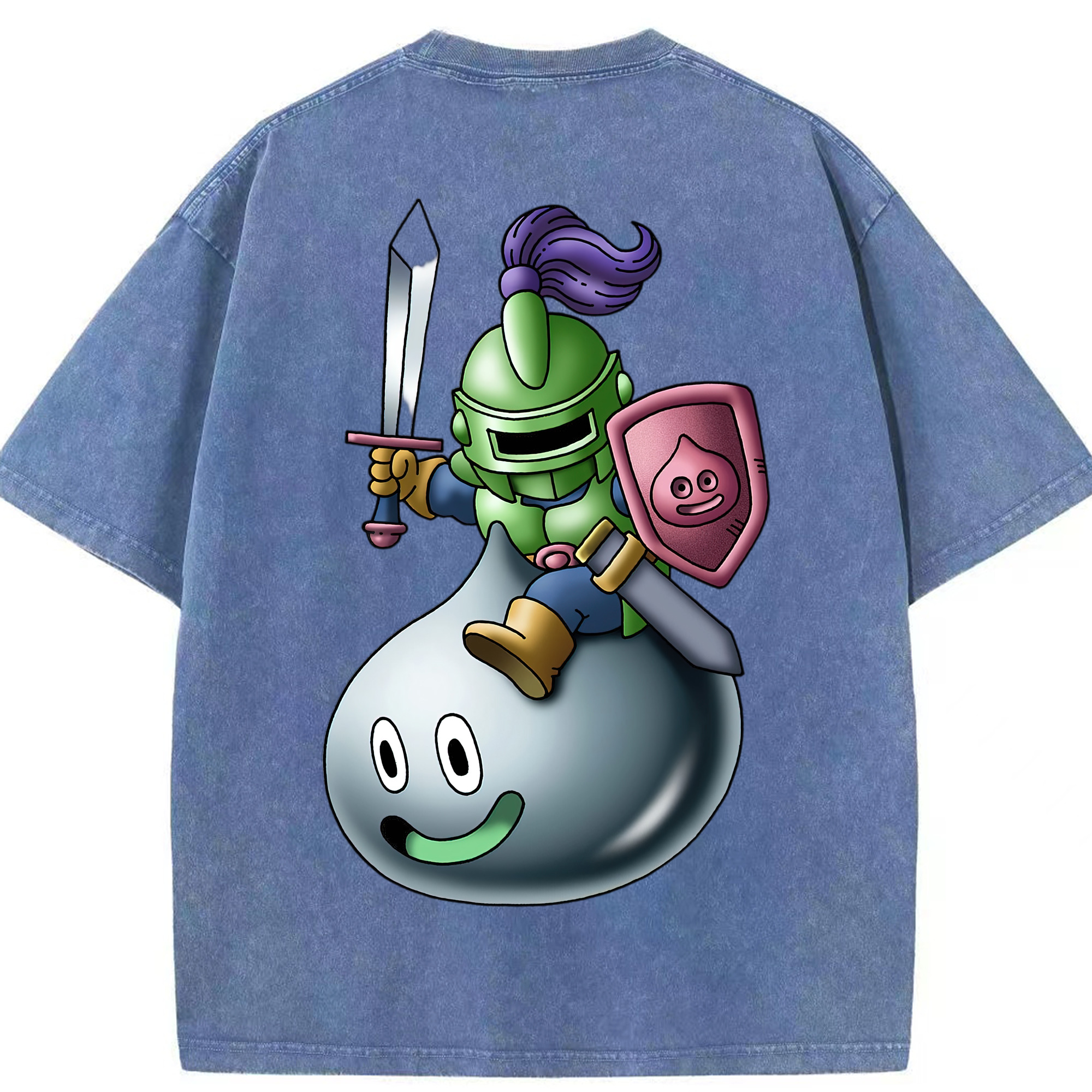 （画像用） ドラゴンクエスト Doragon Kuesuto Dragon Quest 綿100% ヴィンテージ風 半袖Tシャツ（背面プリント）