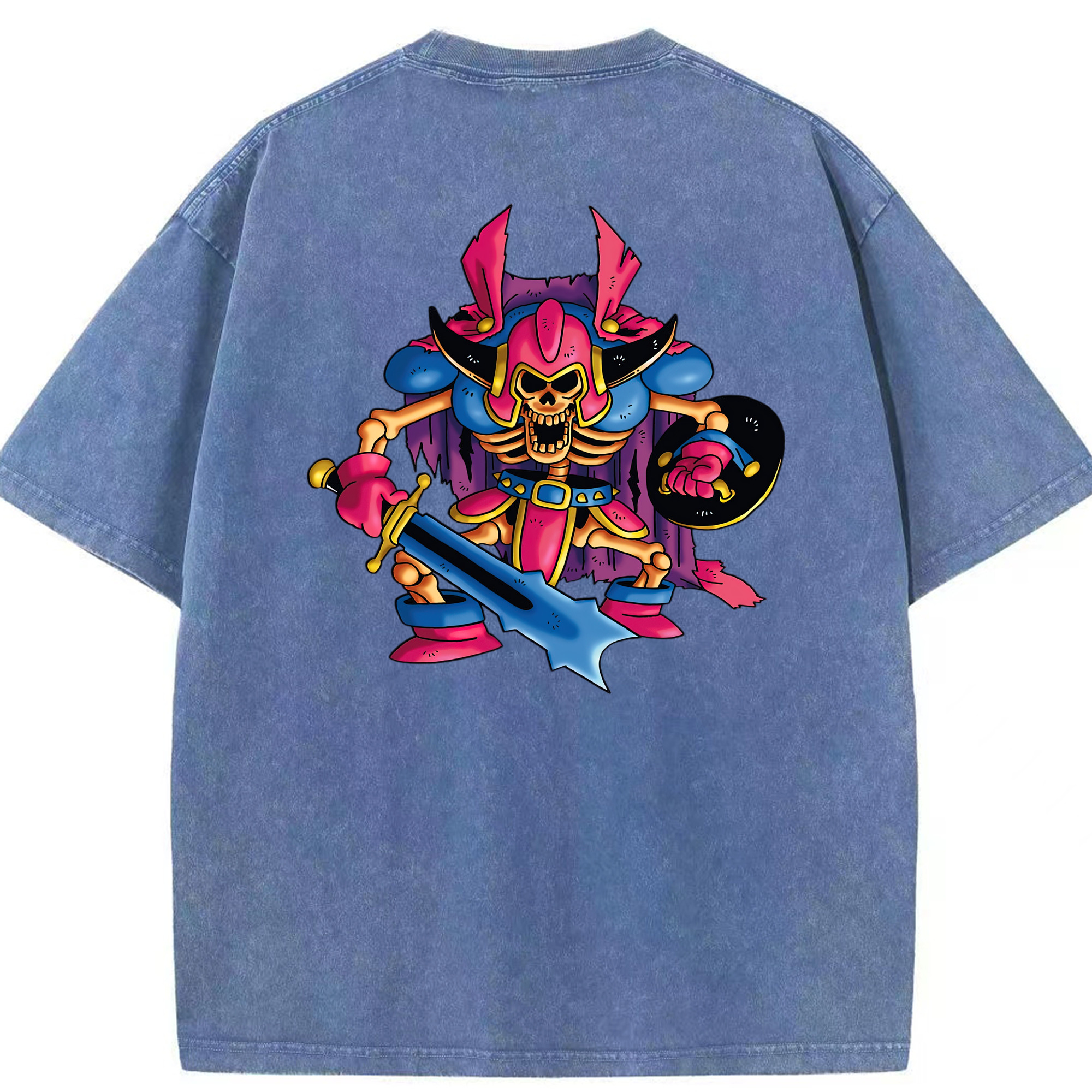 （画像用） ドラゴンクエスト Doragon Kuesuto Dragon Quest 綿100% ヴィンテージ風 半袖Tシャツ（背面プリント）