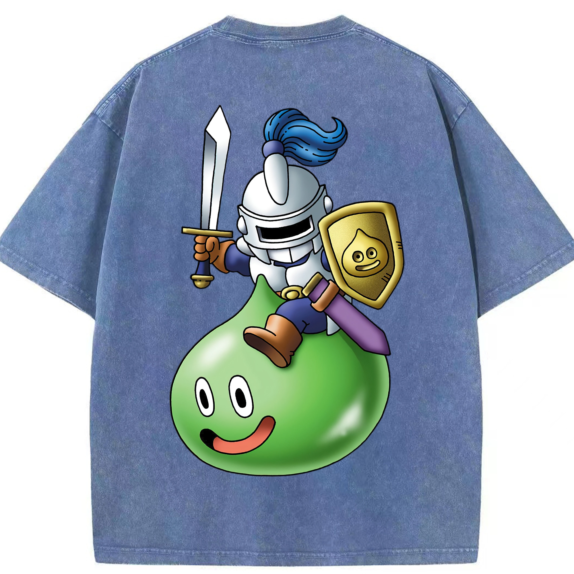 （画像用） ドラゴンクエスト Doragon Kuesuto Dragon Quest 綿100% ヴィンテージ風 半袖Tシャツ（背面プリント）
