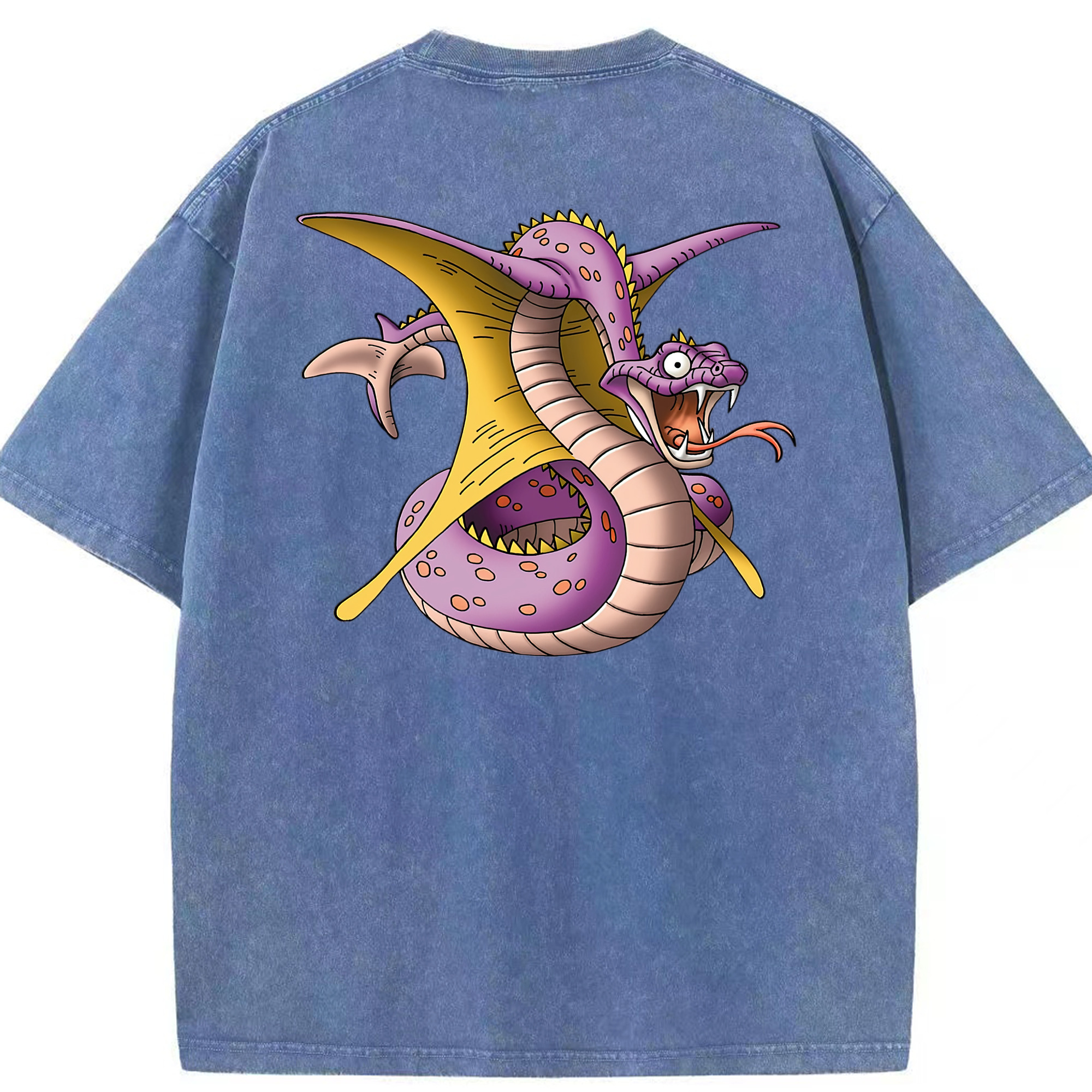 （画像用） ドラゴンクエスト Doragon Kuesuto Dragon Quest 綿100% ヴィンテージ風 半袖Tシャツ（背面プリント）