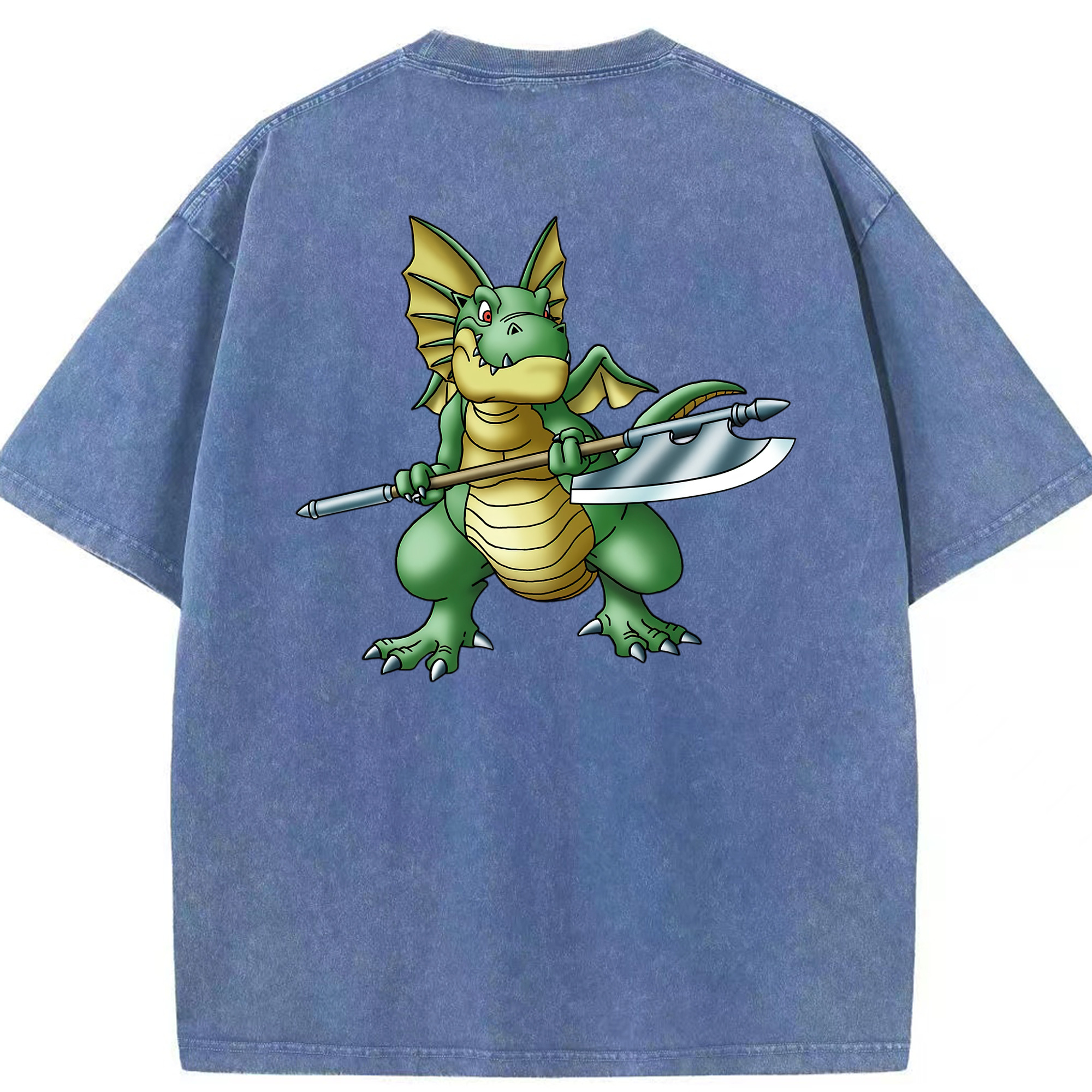 （画像用） ドラゴンクエスト Doragon Kuesuto Dragon Quest 綿100% ヴィンテージ風 半袖Tシャツ（背面プリント）