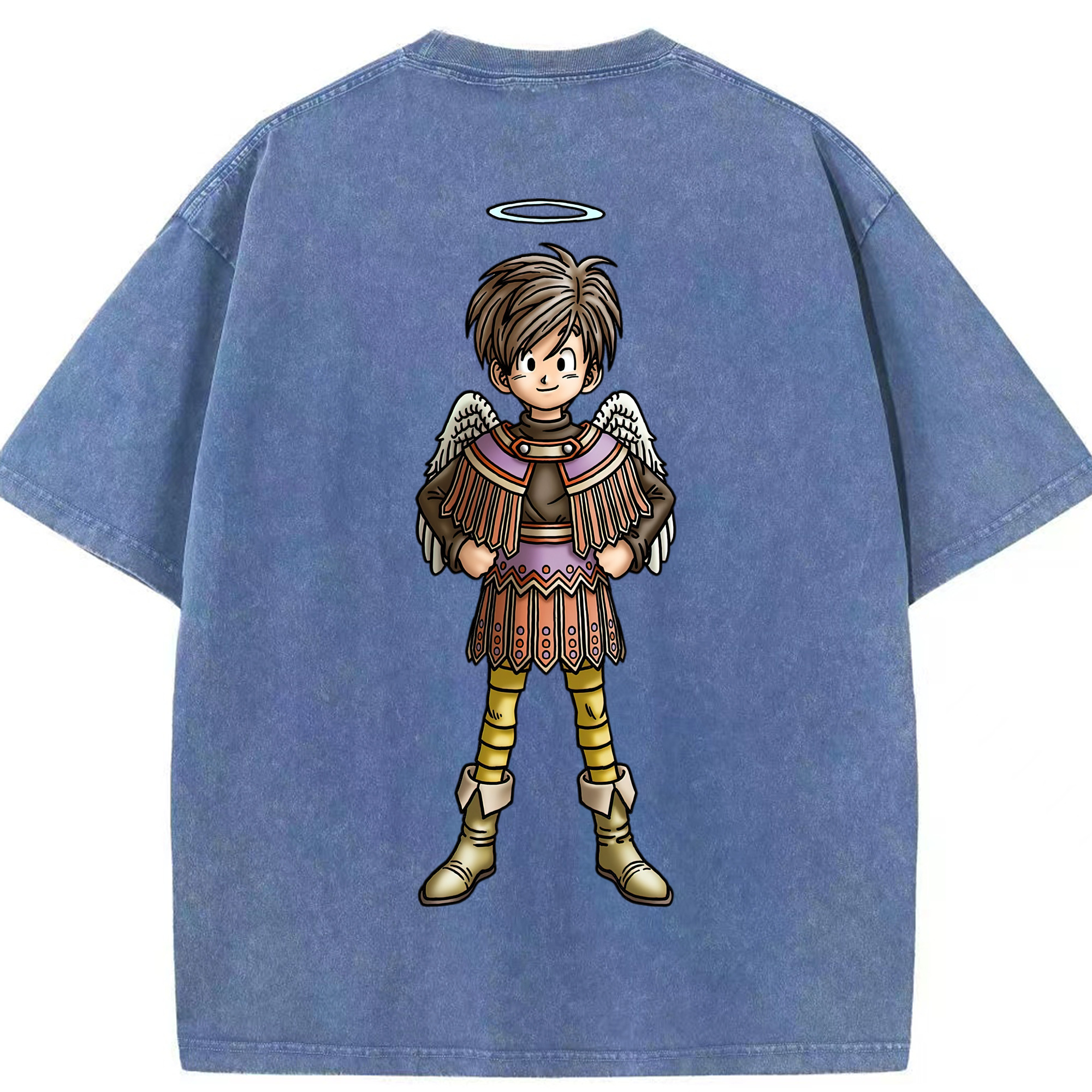 （画像用） ドラゴンクエスト Doragon Kuesuto Dragon Quest 綿100% ヴィンテージ風 半袖Tシャツ（背面プリント）