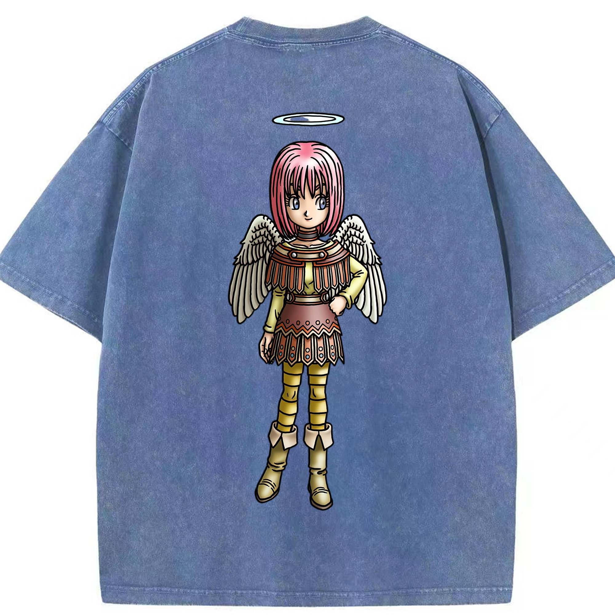 （画像用） ドラゴンクエスト Doragon Kuesuto Dragon Quest 綿100% ヴィンテージ風 半袖Tシャツ（背面プリント）