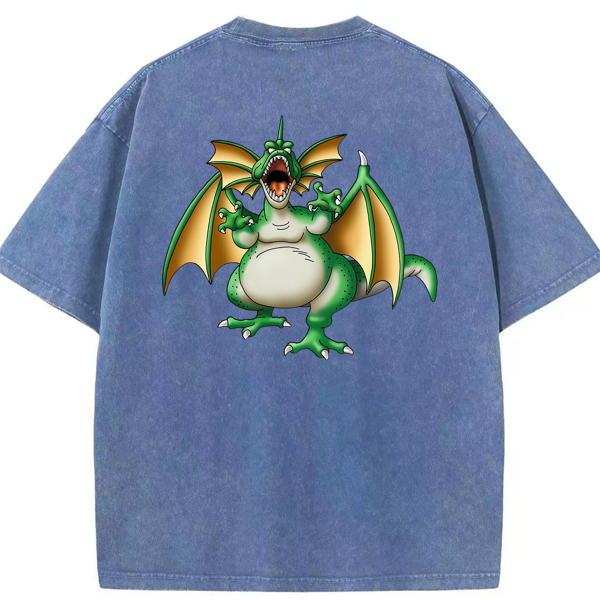 （画像用） ドラゴンクエスト Doragon Kuesuto Dragon Quest 綿100% ヴィンテージ風 半袖Tシャツ（背面プリント）