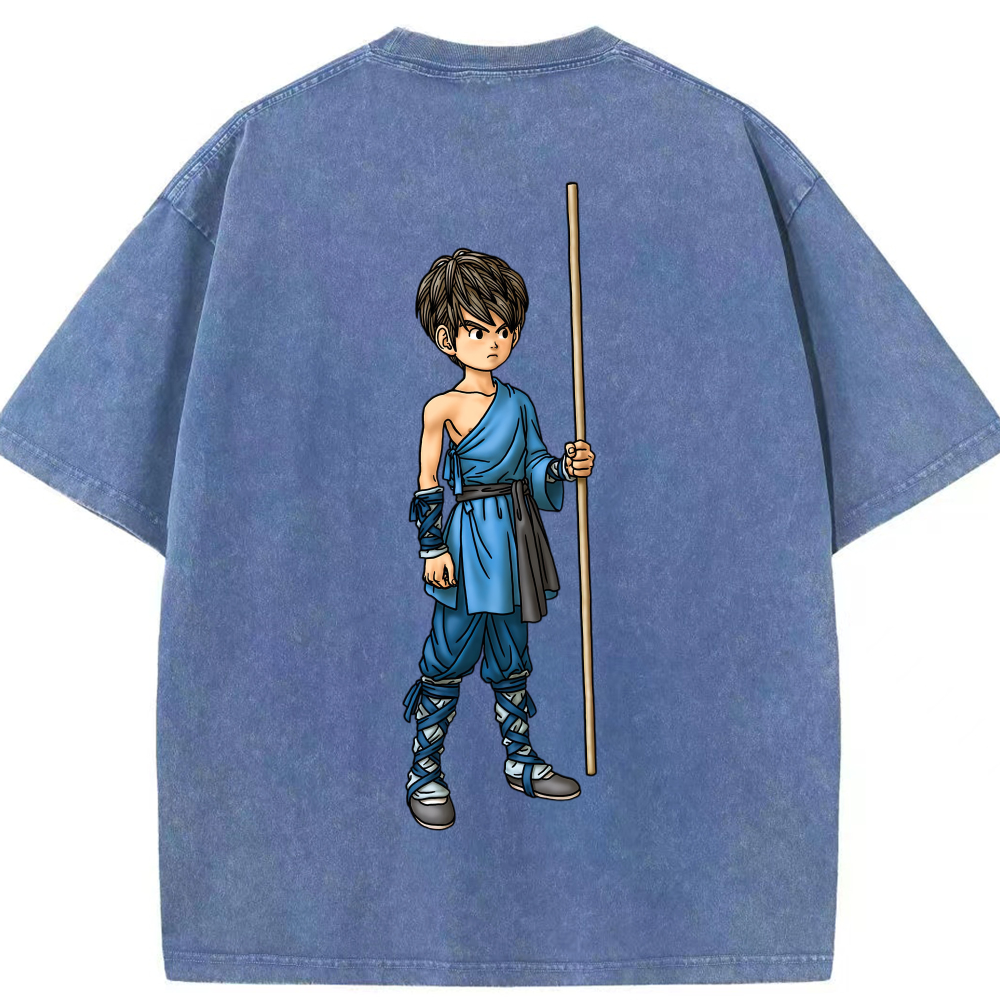 （画像用） ドラゴンクエスト Doragon Kuesuto Dragon Quest 綿100% ヴィンテージ風 半袖Tシャツ（背面プリント）