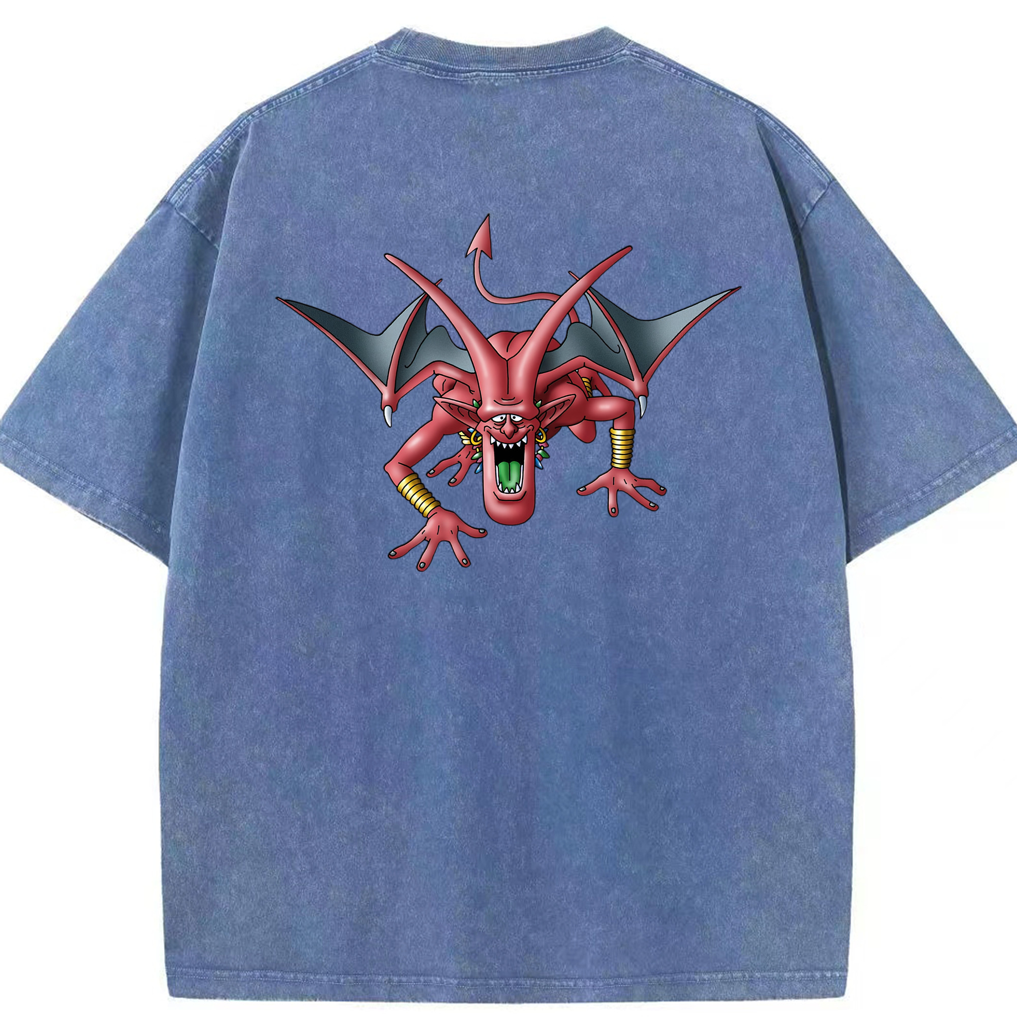 （画像用） ドラゴンクエスト Doragon Kuesuto Dragon Quest 綿100% ヴィンテージ風 半袖Tシャツ（背面プリント）