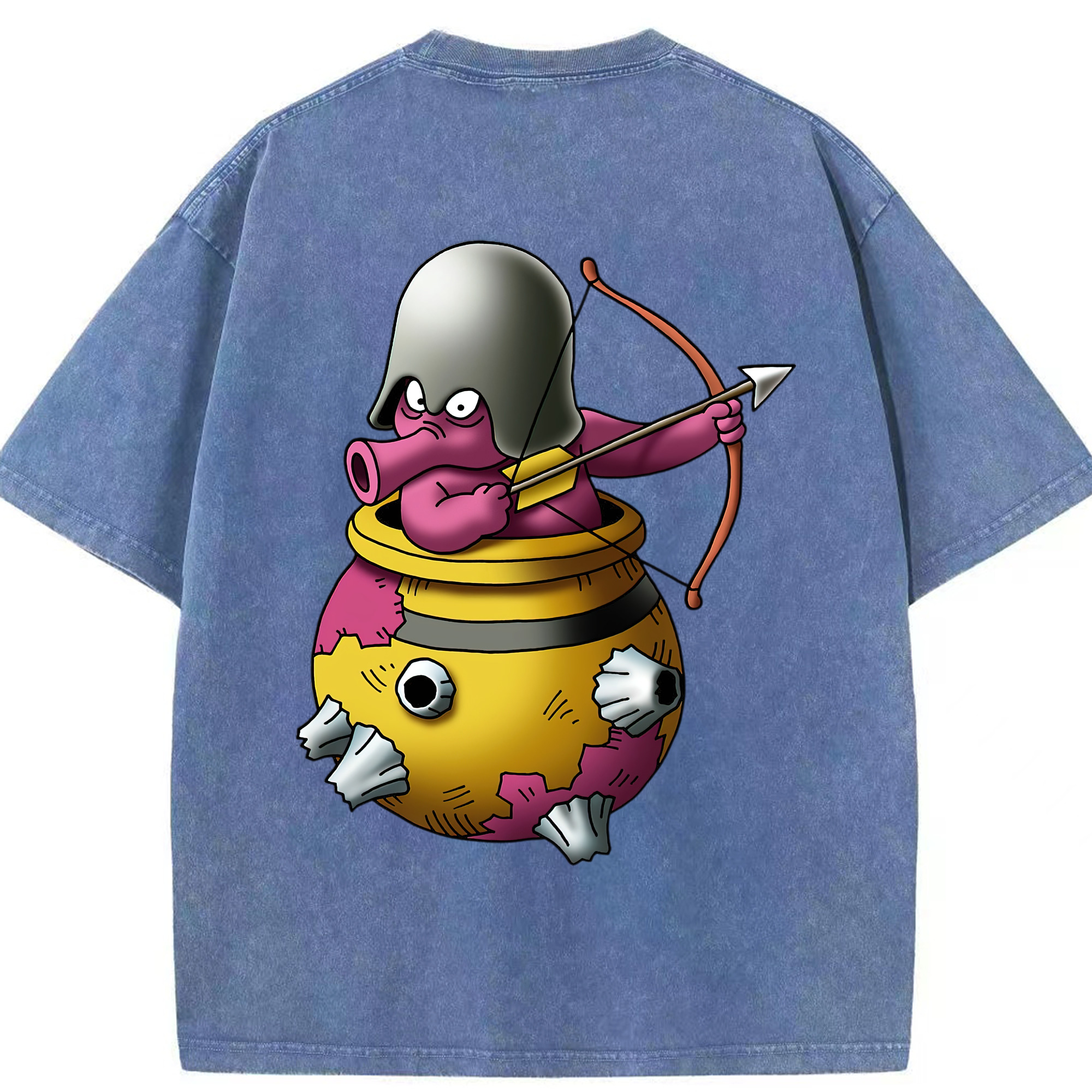 （画像用） ドラゴンクエスト Doragon Kuesuto Dragon Quest 綿100% ヴィンテージ風 半袖Tシャツ（背面プリント）