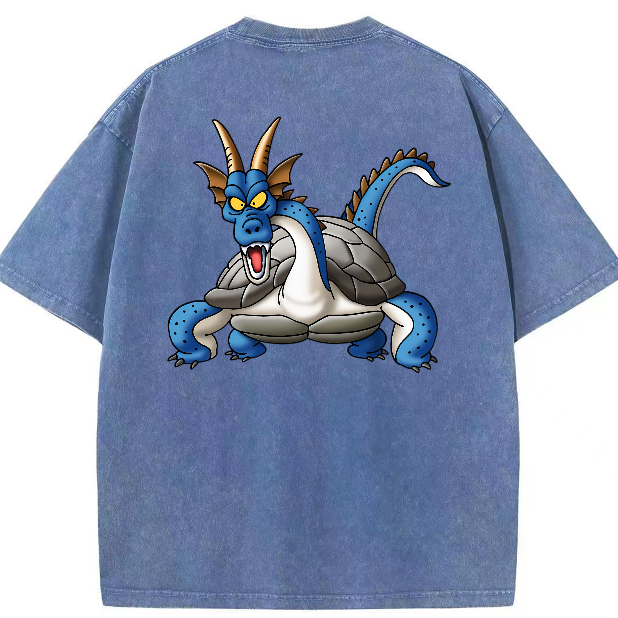 （画像用） ドラゴンクエスト Doragon Kuesuto Dragon Quest 綿100% ヴィンテージ風 半袖Tシャツ（背面プリント）