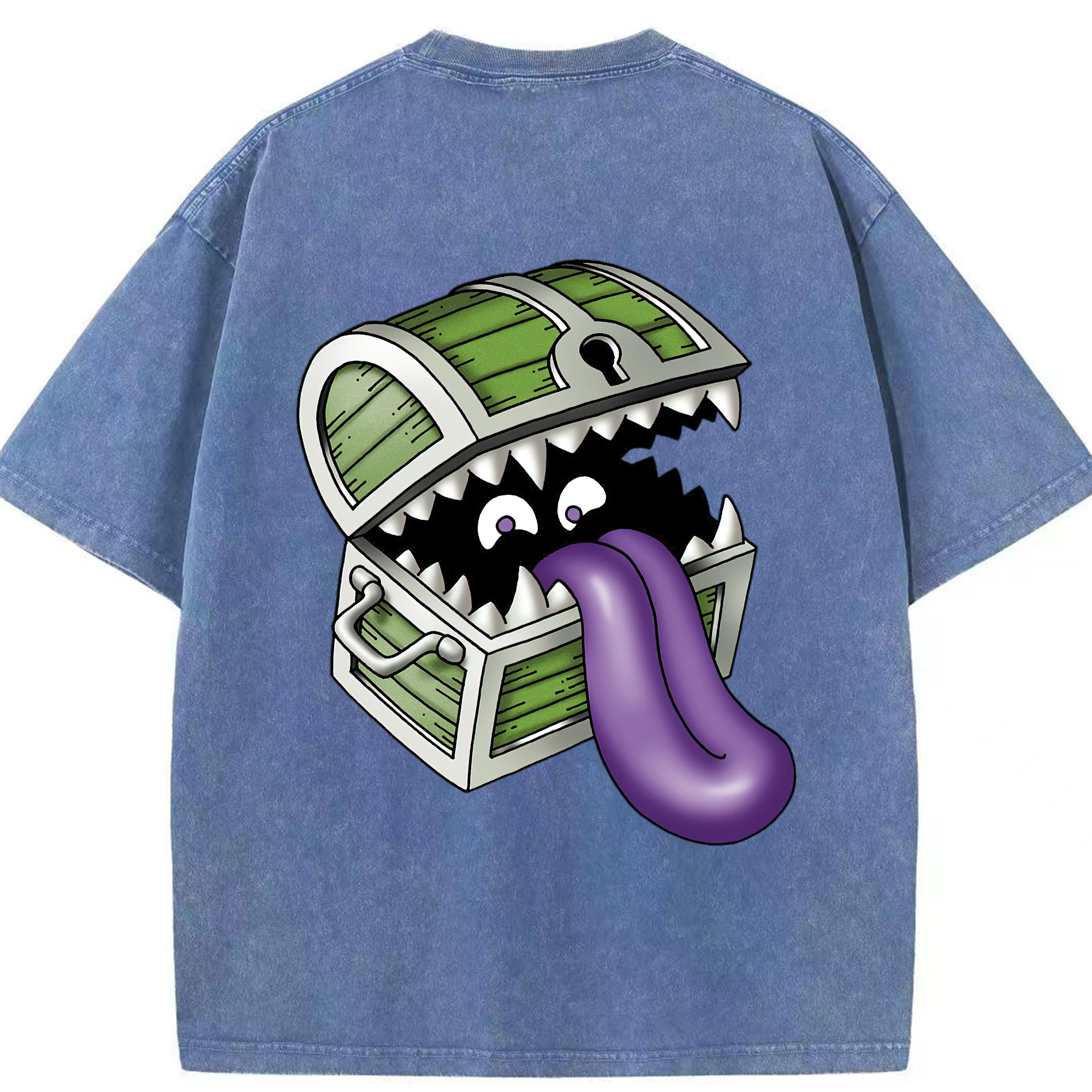 （画像用） ドラゴンクエスト Doragon Kuesuto Dragon Quest 綿100% ヴィンテージ風 半袖Tシャツ（背面プリント）