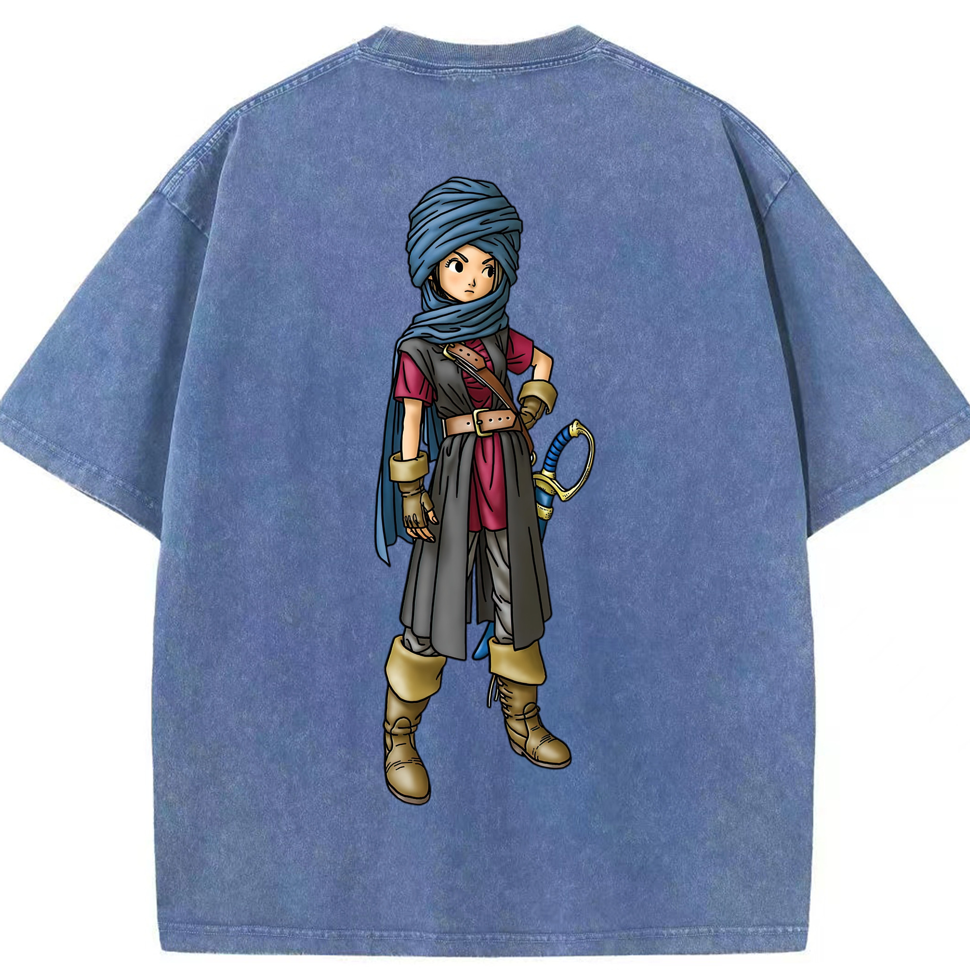 （画像用） ドラゴンクエスト Doragon Kuesuto Dragon Quest 綿100% ヴィンテージ風 半袖Tシャツ（背面プリント）