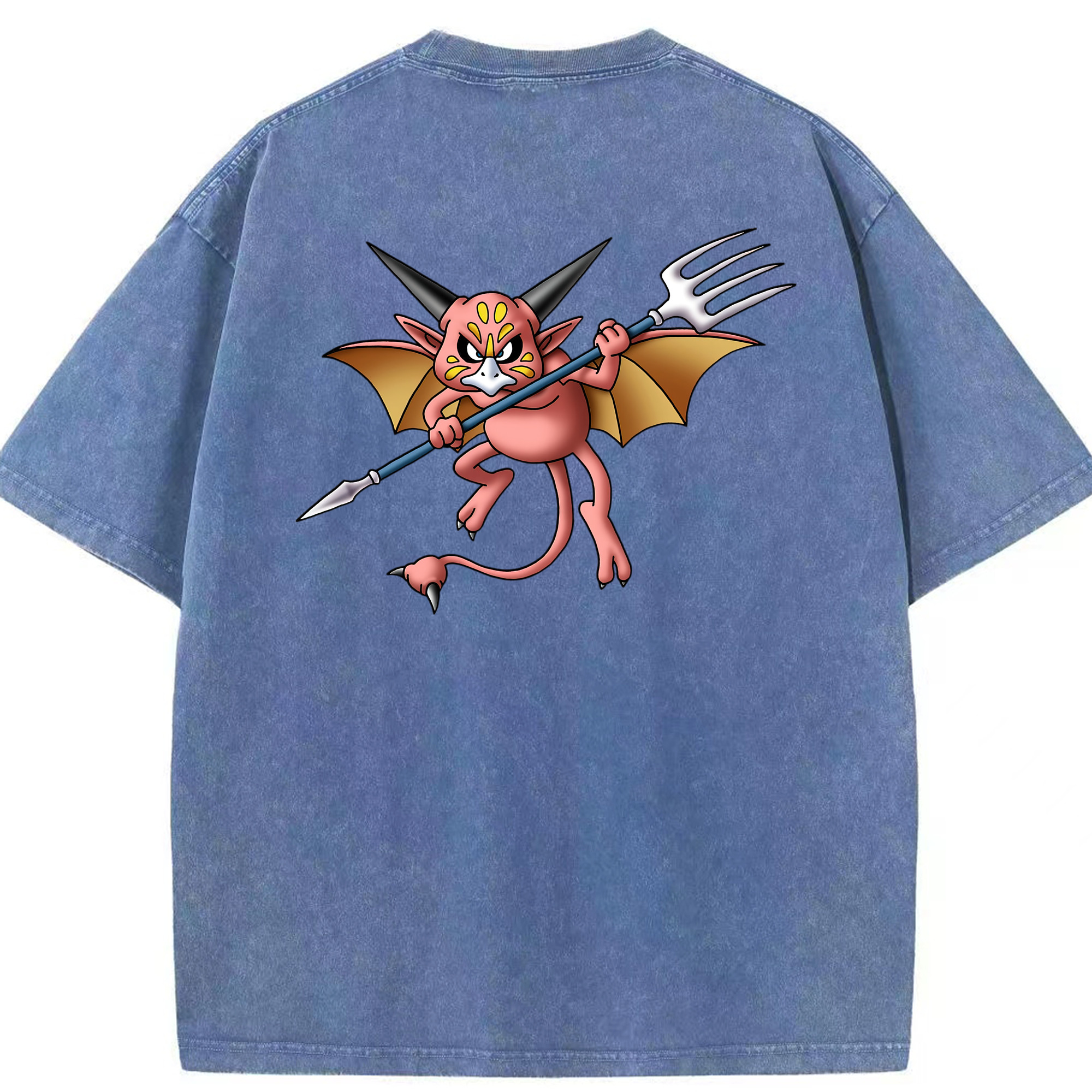 （画像用） ドラゴンクエスト Doragon Kuesuto Dragon Quest 綿100% ヴィンテージ風 半袖Tシャツ（背面プリント）