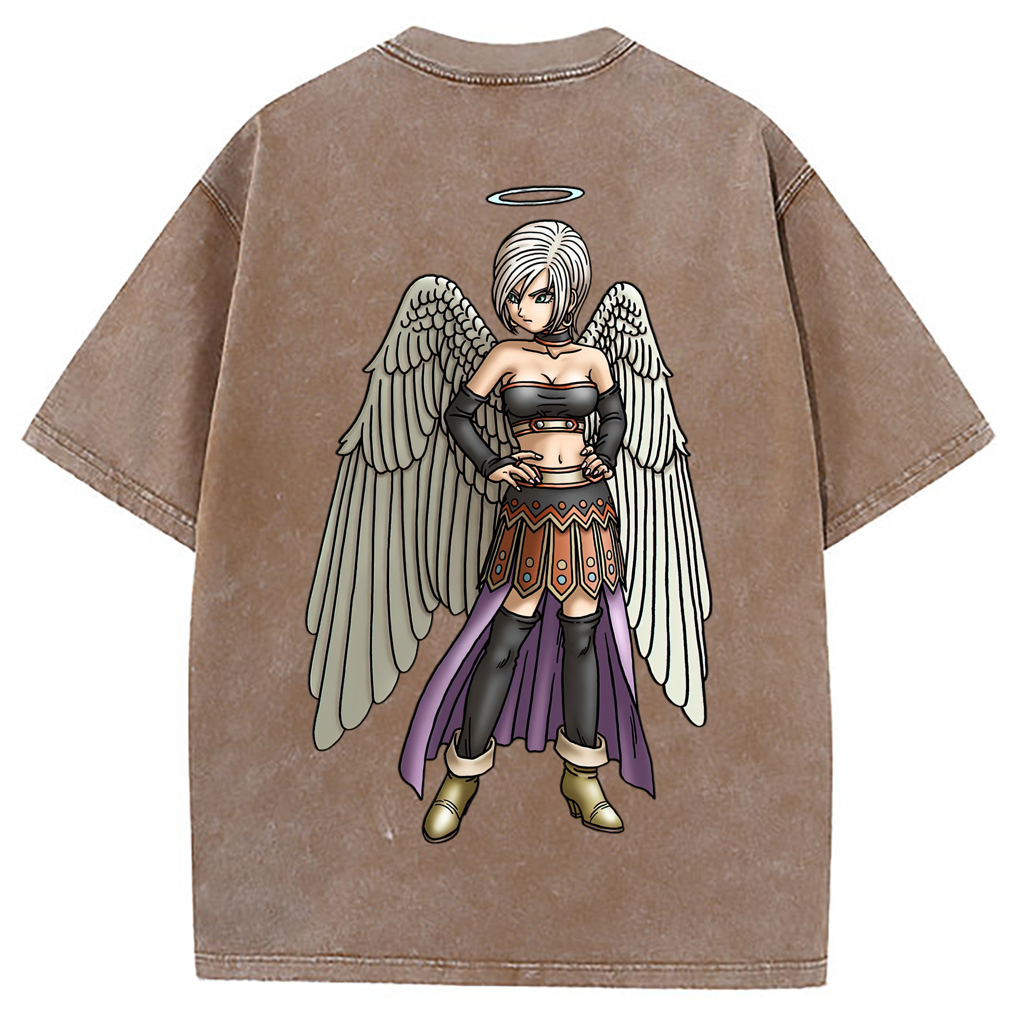 （画像用） ドラゴンクエスト Doragon Kuesuto Dragon Quest 綿100% ヴィンテージ風 半袖Tシャツ（背面プリント）