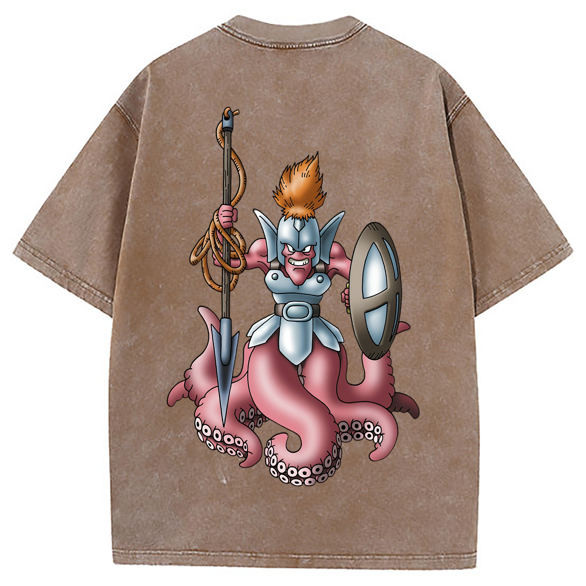 （画像用） ドラゴンクエスト Doragon Kuesuto Dragon Quest 綿100% ヴィンテージ風 半袖Tシャツ（背面プリント）