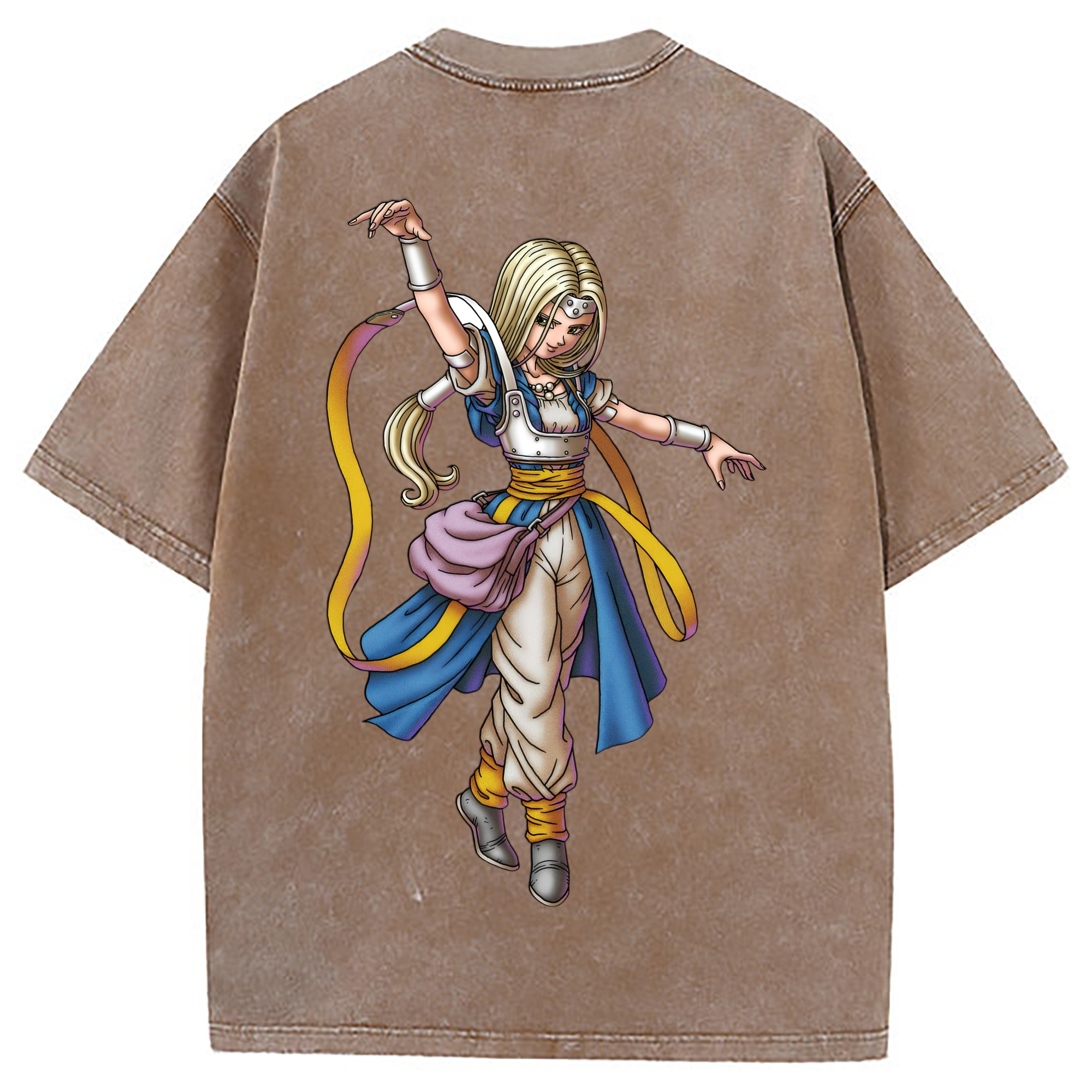 （画像用） ドラゴンクエスト Doragon Kuesuto Dragon Quest 綿100% ヴィンテージ風 半袖Tシャツ（背面プリント）