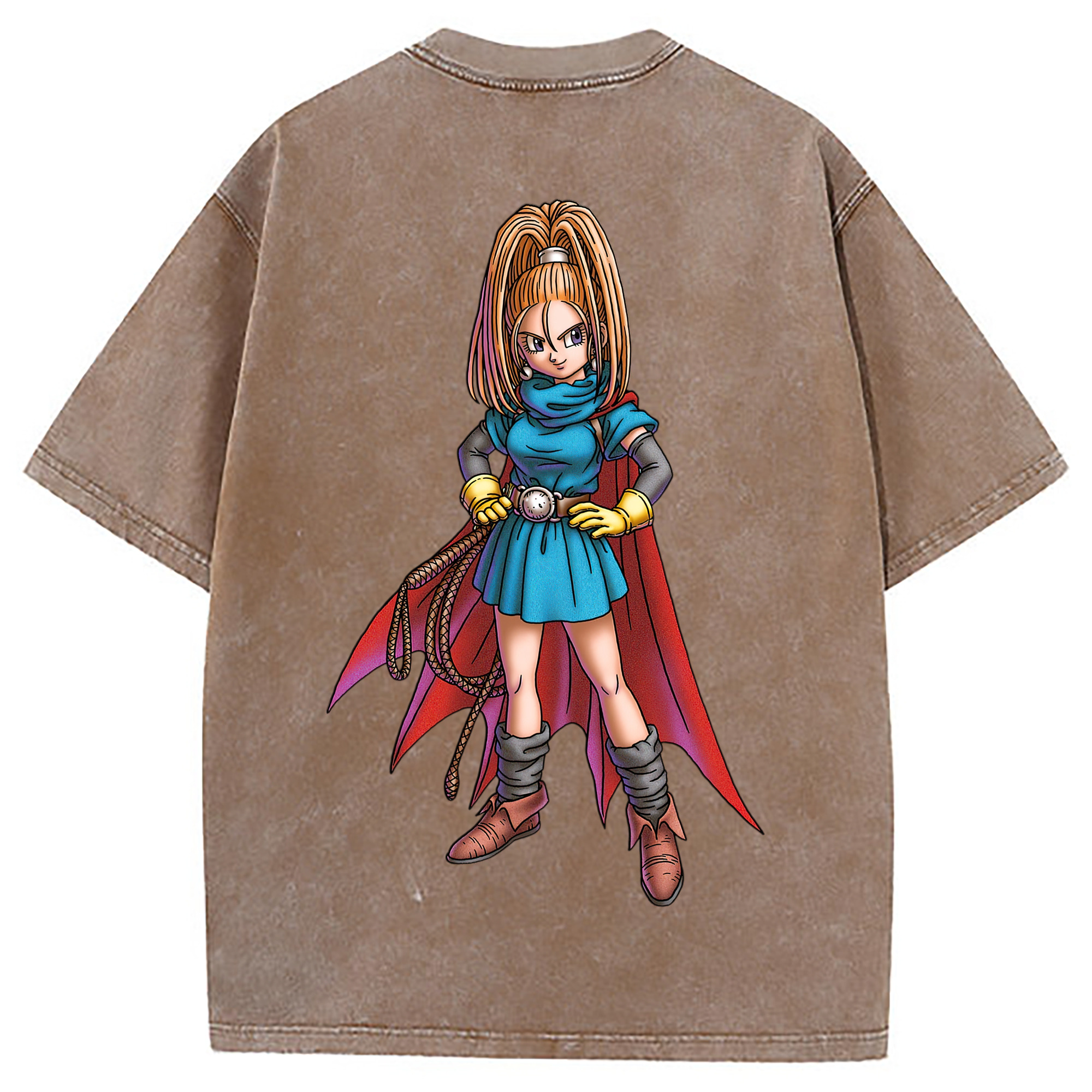 （画像用） ドラゴンクエスト Doragon Kuesuto Dragon Quest 綿100% ヴィンテージ風 半袖Tシャツ（背面プリント）