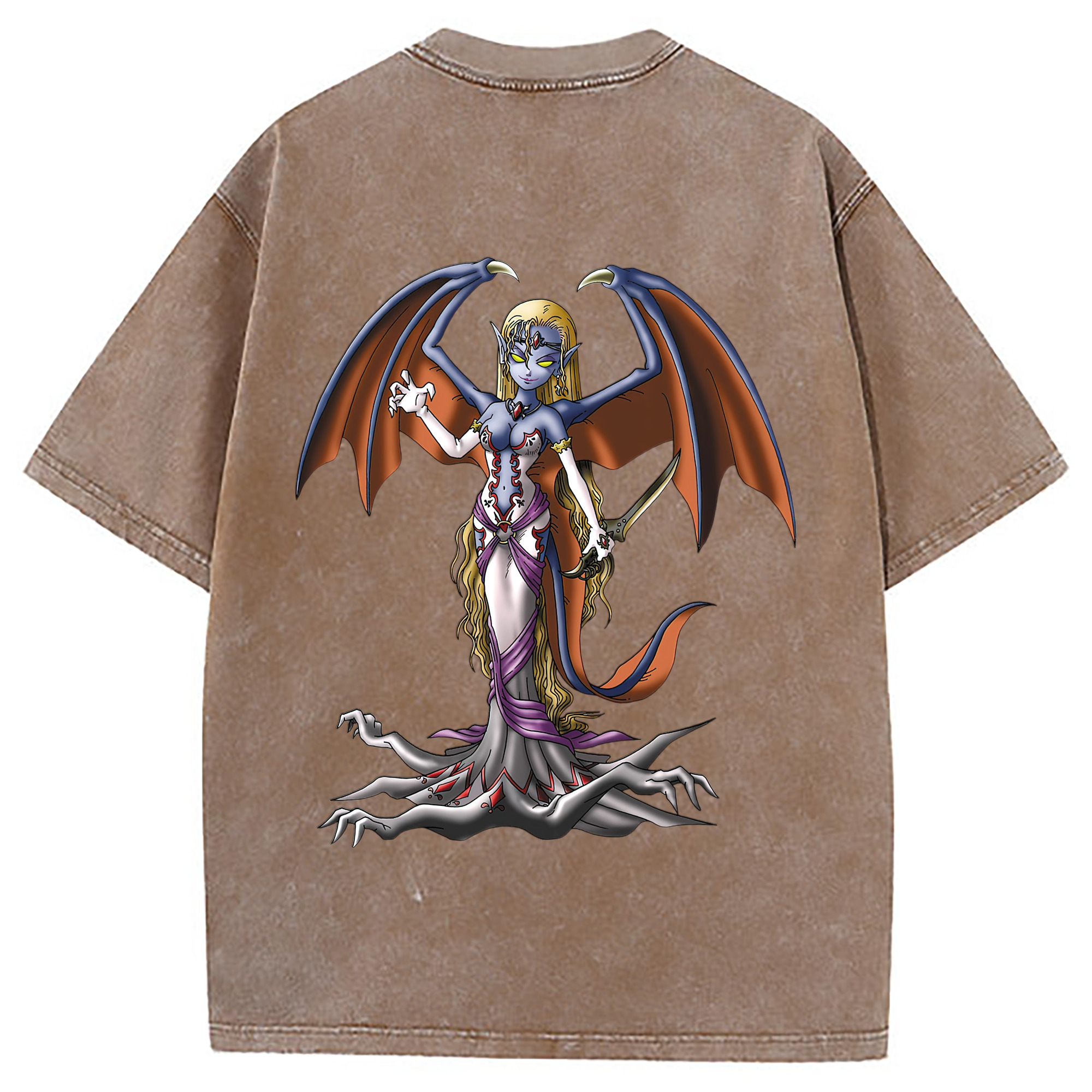 （画像用） ドラゴンクエスト Doragon Kuesuto Dragon Quest 綿100% ヴィンテージ風 半袖Tシャツ（背面プリント）