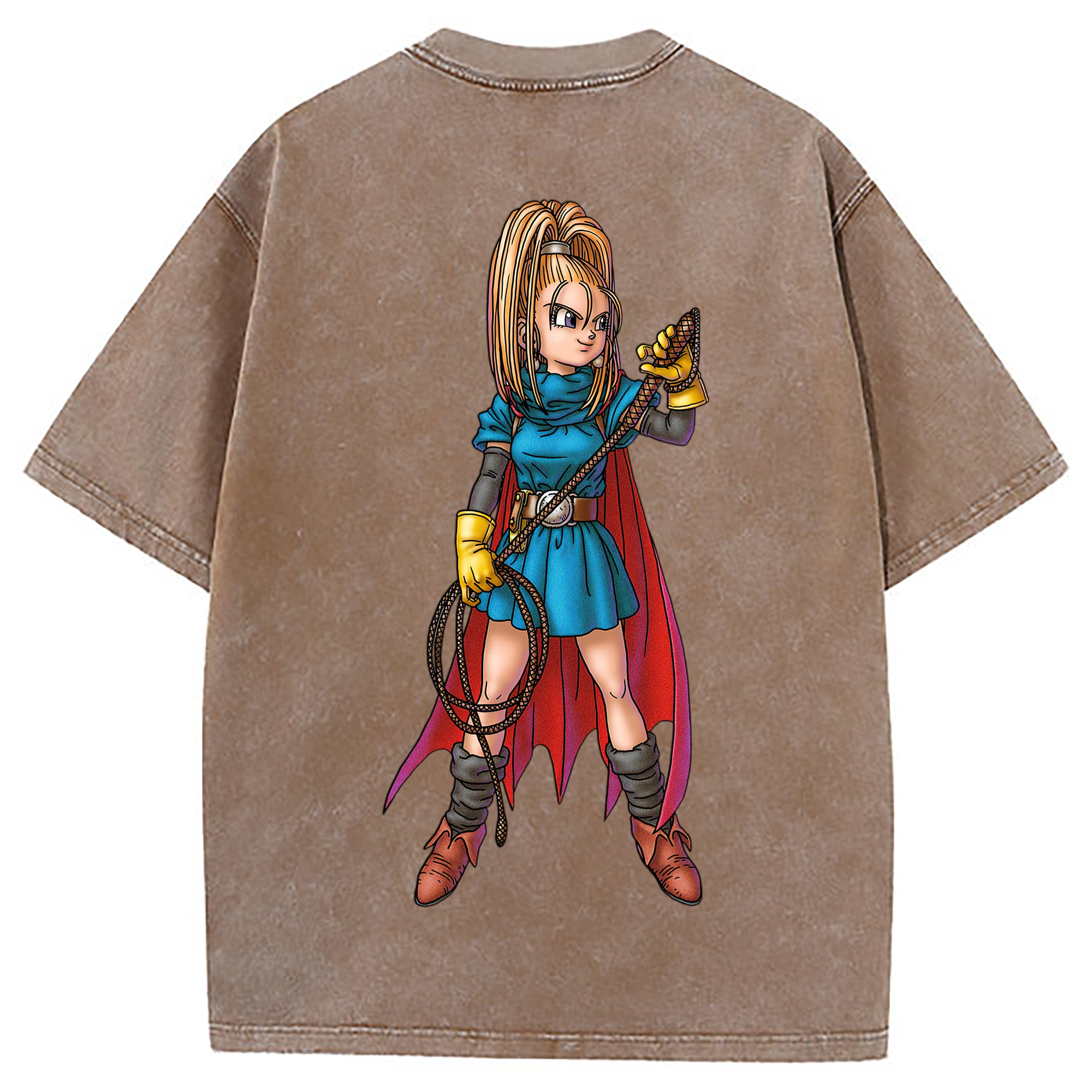 （画像用） ドラゴンクエスト Doragon Kuesuto Dragon Quest 綿100% ヴィンテージ風 半袖Tシャツ（背面プリント）
