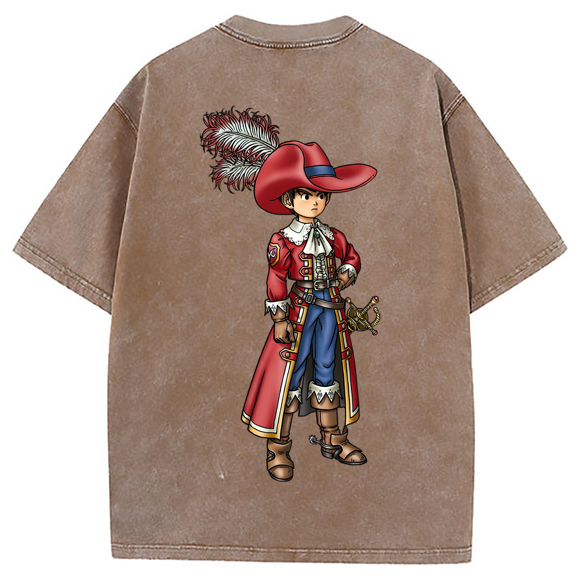 （画像用） ドラゴンクエスト Doragon Kuesuto Dragon Quest 綿100% ヴィンテージ風 半袖Tシャツ（背面プリント）