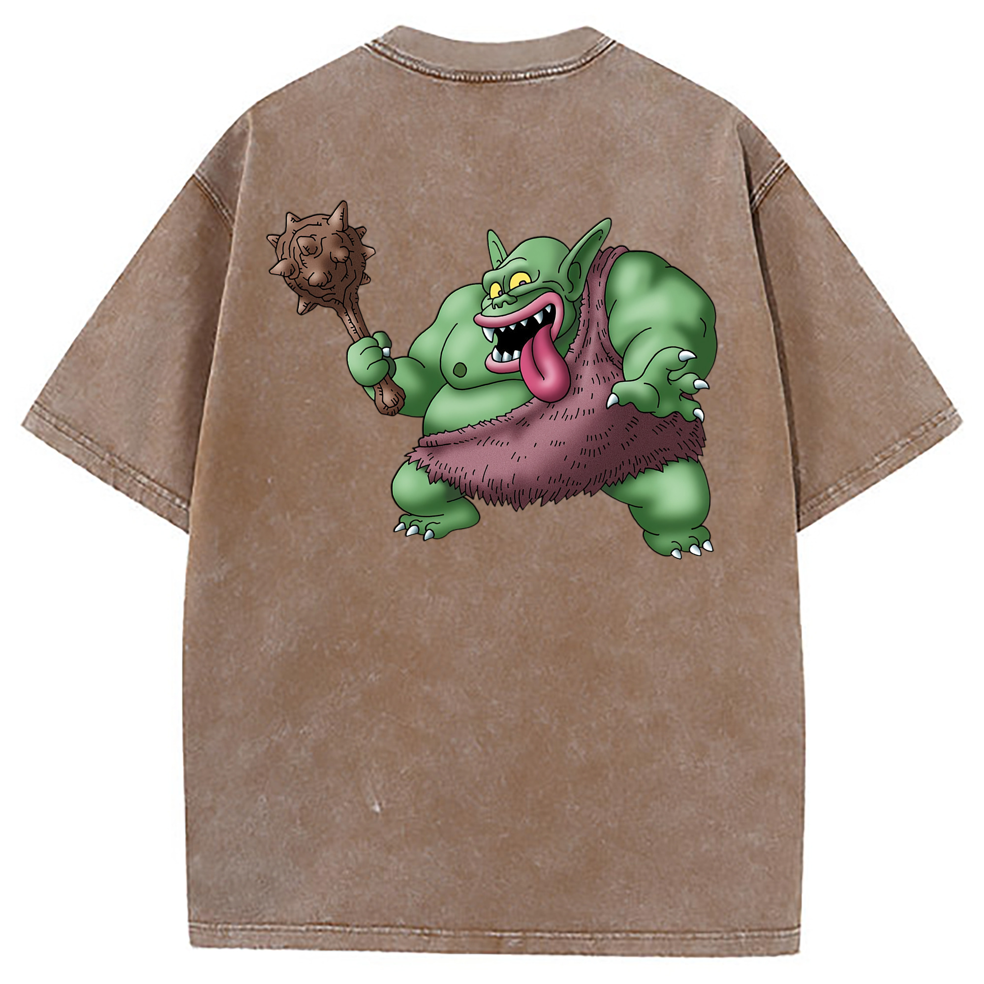 （画像用） ドラゴンクエスト Doragon Kuesuto Dragon Quest 綿100% ヴィンテージ風 半袖Tシャツ（背面プリント）
