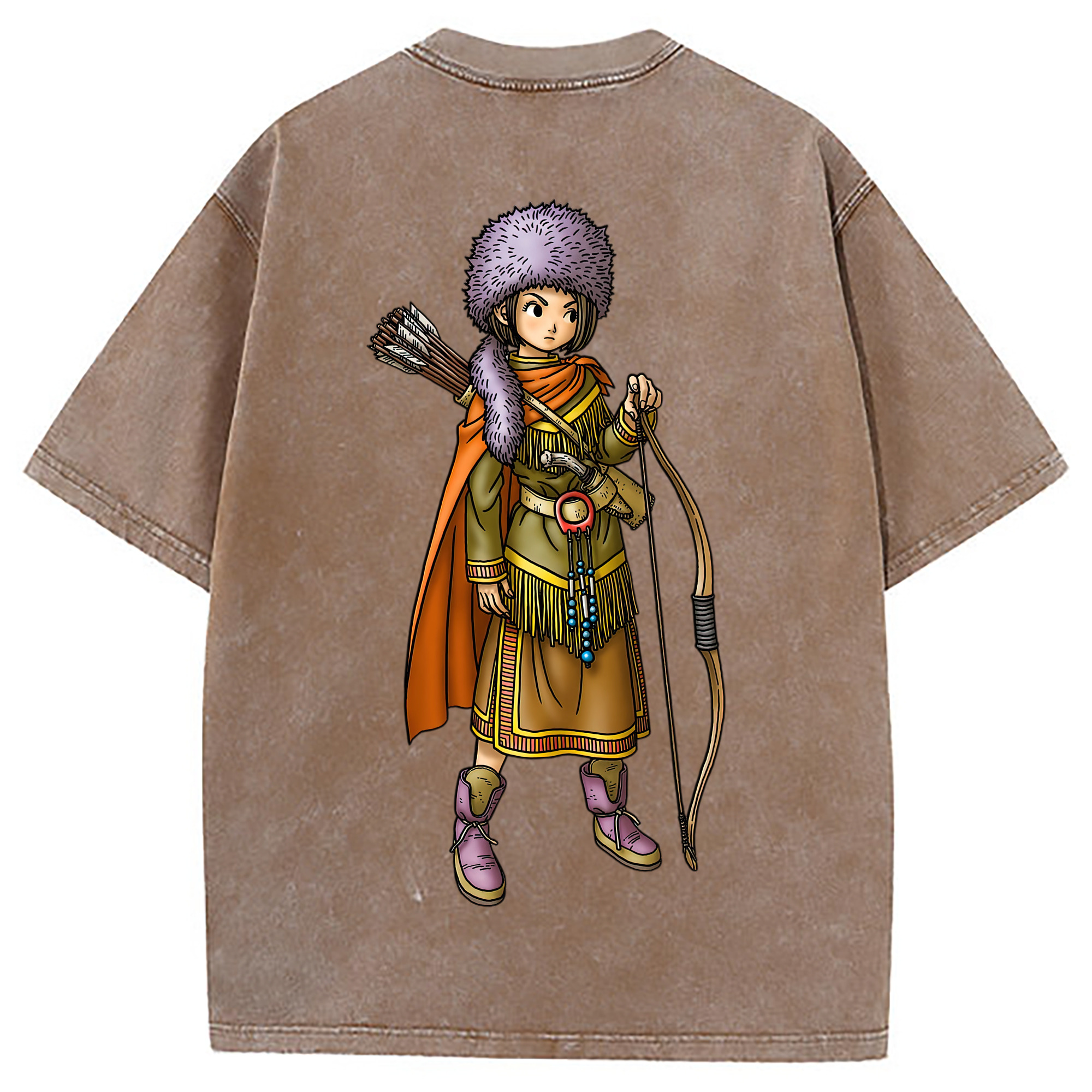 （画像用） ドラゴンクエスト Doragon Kuesuto Dragon Quest 綿100% ヴィンテージ風 半袖Tシャツ（背面プリント）