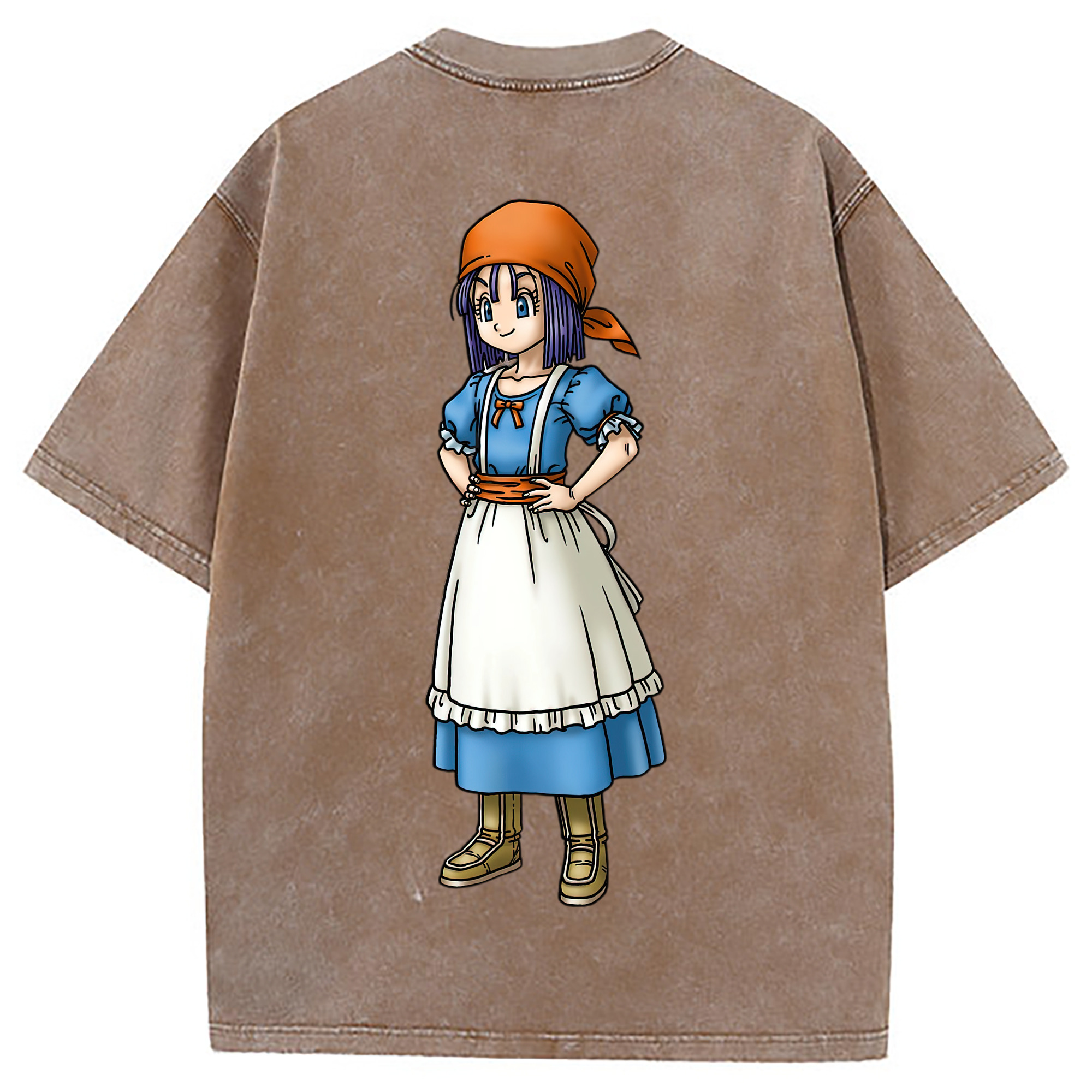 （画像用） ドラゴンクエスト Doragon Kuesuto Dragon Quest 綿100% ヴィンテージ風 半袖Tシャツ（背面プリント）