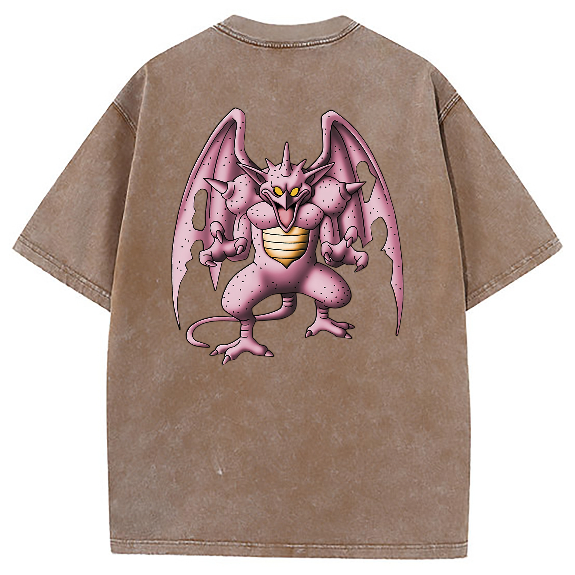 （画像用） ドラゴンクエスト Doragon Kuesuto Dragon Quest 綿100% ヴィンテージ風 半袖Tシャツ（背面プリント）