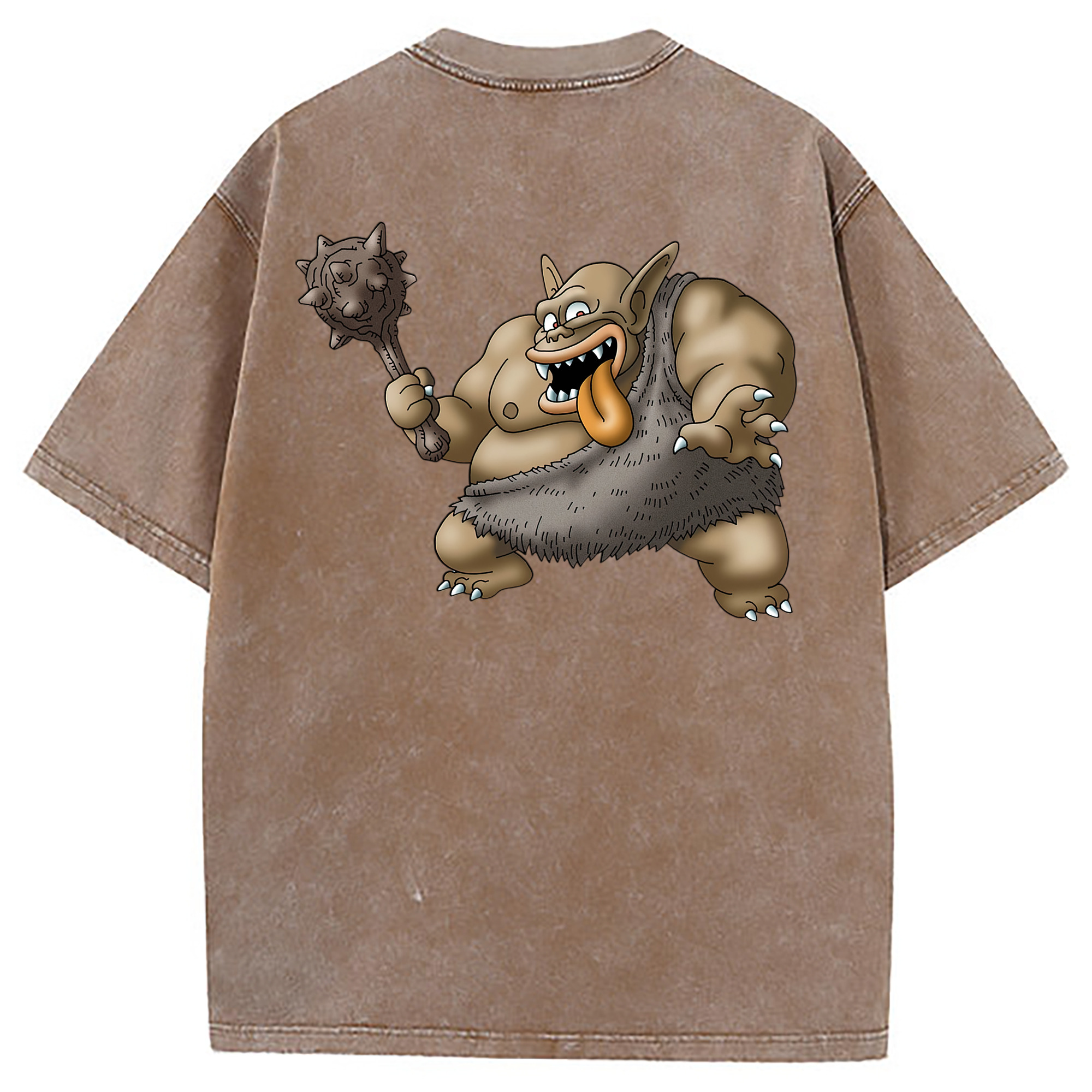 （画像用） ドラゴンクエスト Doragon Kuesuto Dragon Quest 綿100% ヴィンテージ風 半袖Tシャツ（背面プリント）