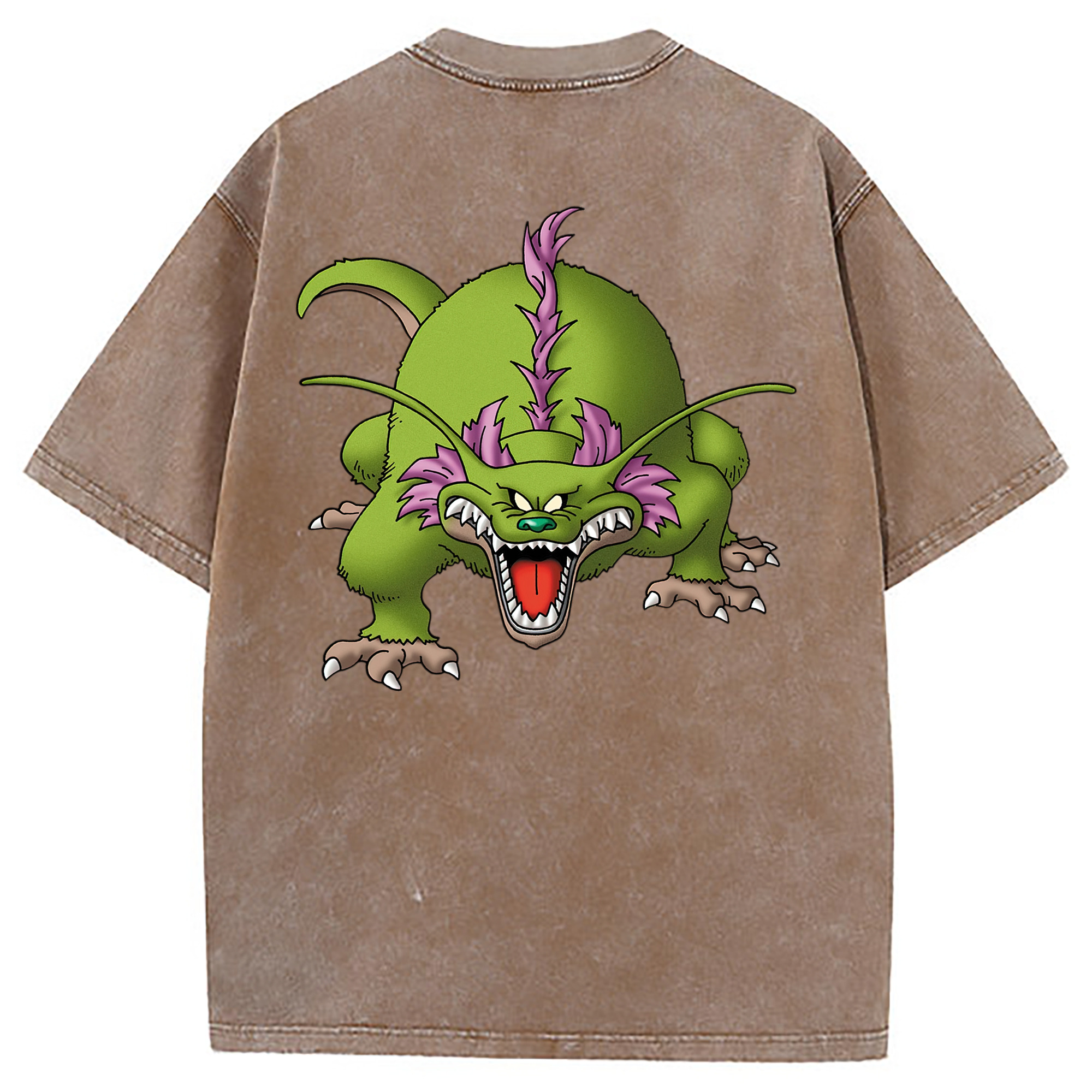 （画像用） ドラゴンクエスト Doragon Kuesuto Dragon Quest 綿100% ヴィンテージ風 半袖Tシャツ（背面プリント）
