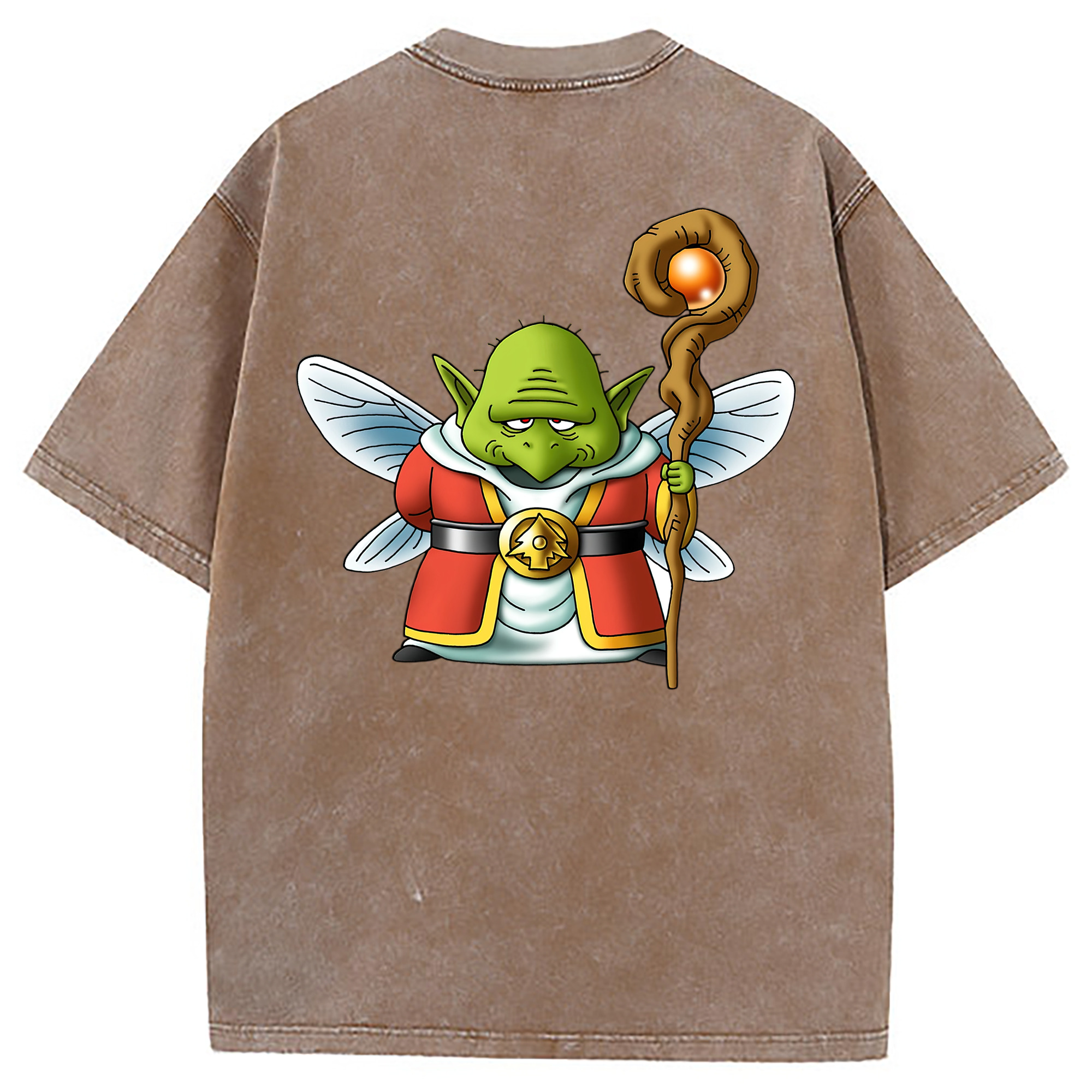 （画像用） ドラゴンクエスト Doragon Kuesuto Dragon Quest 綿100% ヴィンテージ風 半袖Tシャツ（背面プリント）