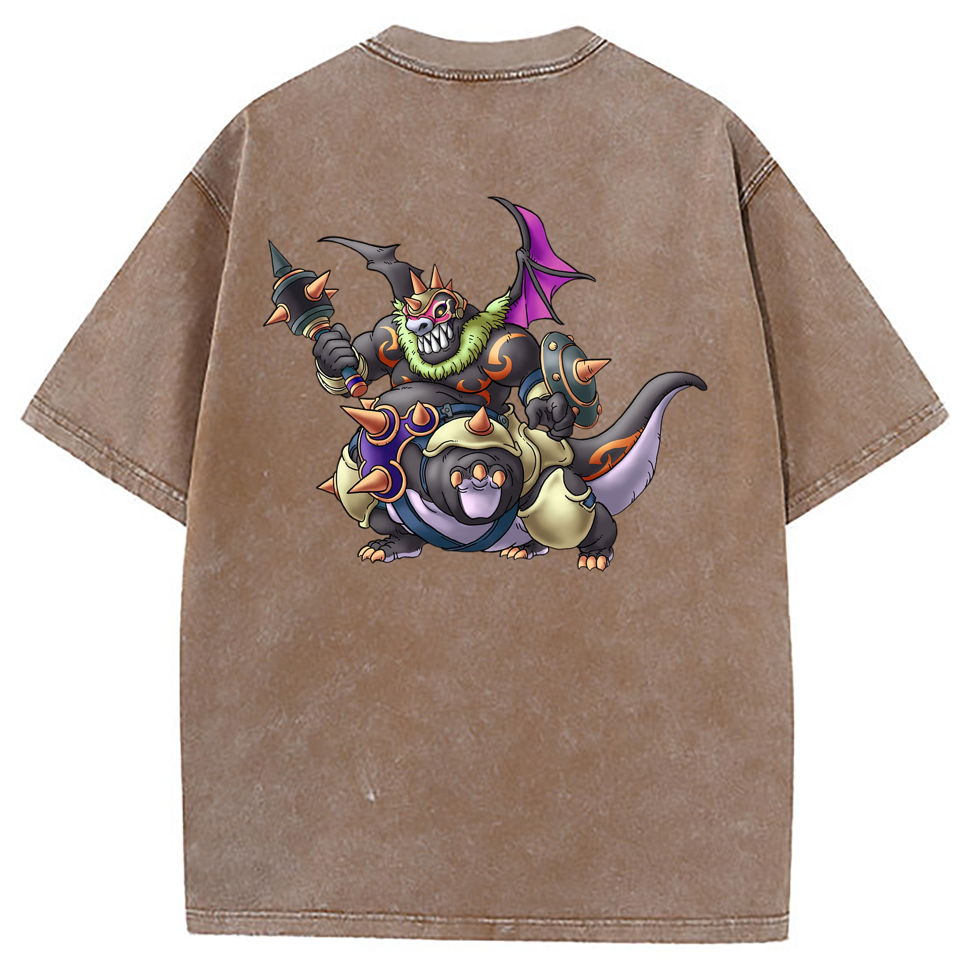 （画像用） ドラゴンクエスト Doragon Kuesuto Dragon Quest 綿100% ヴィンテージ風 半袖Tシャツ（背面プリント）