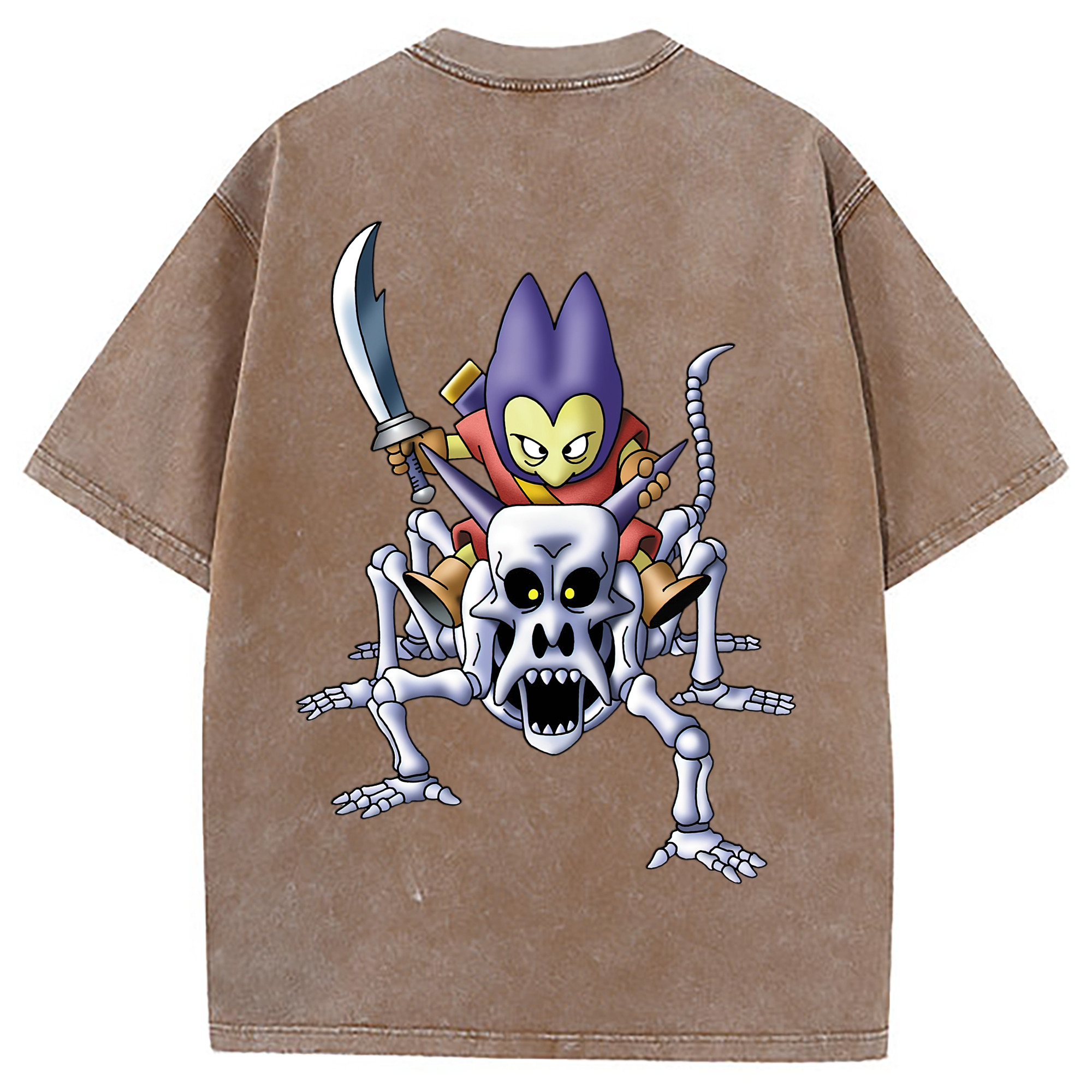 （画像用） ドラゴンクエスト Doragon Kuesuto Dragon Quest 綿100% ヴィンテージ風 半袖Tシャツ（背面プリント）
