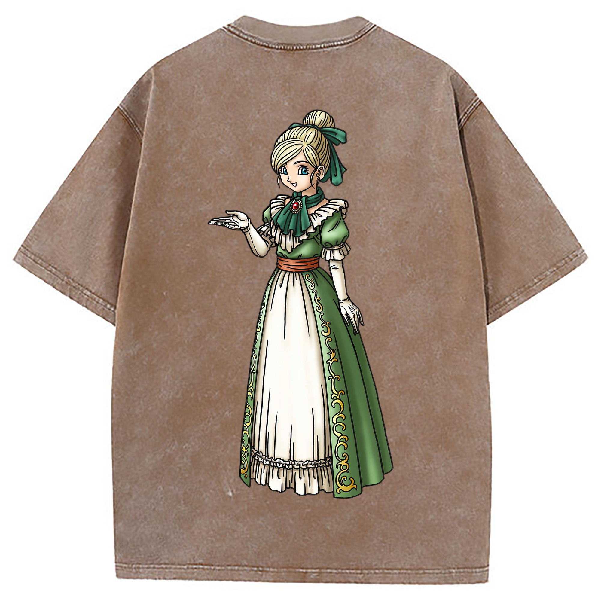 （画像用） ドラゴンクエスト Doragon Kuesuto Dragon Quest 綿100% ヴィンテージ風 半袖Tシャツ（背面プリント）