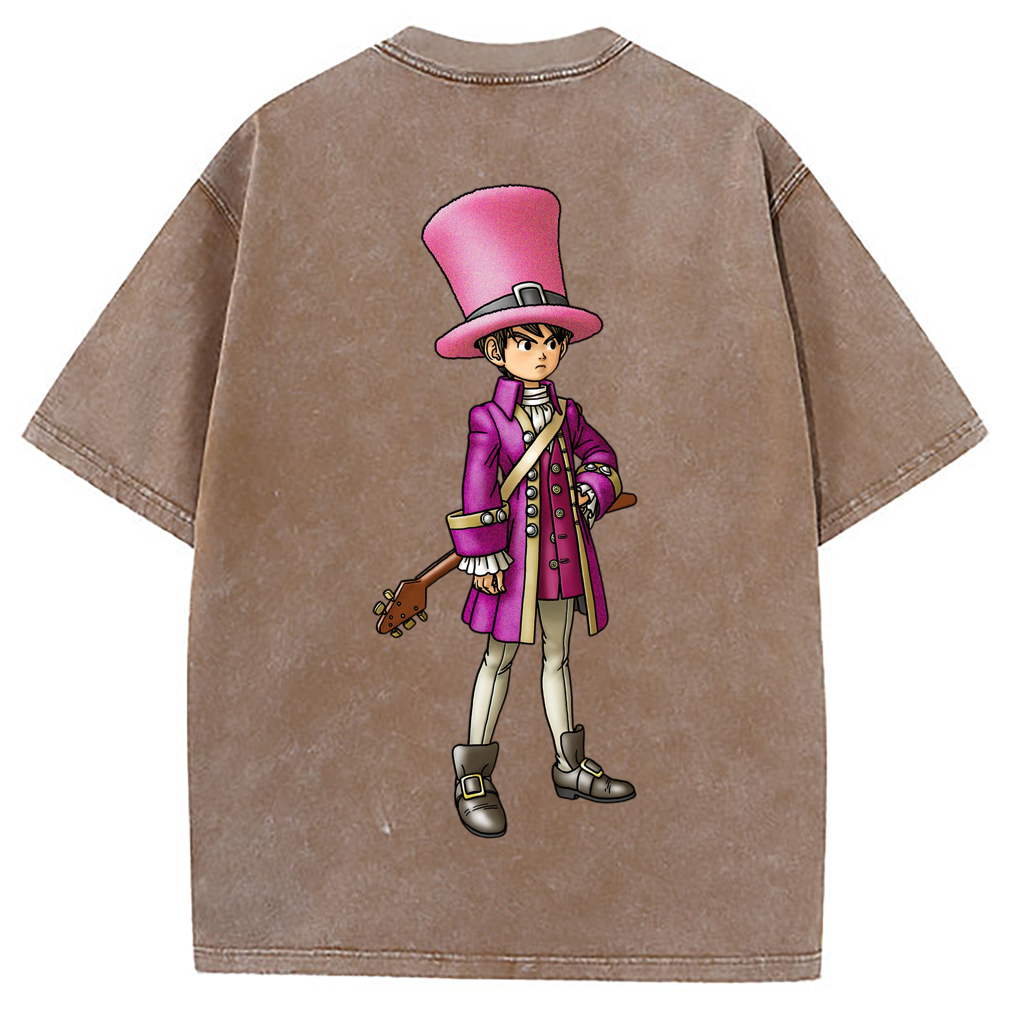 （画像用） ドラゴンクエスト Doragon Kuesuto Dragon Quest 綿100% ヴィンテージ風 半袖Tシャツ（背面プリント）