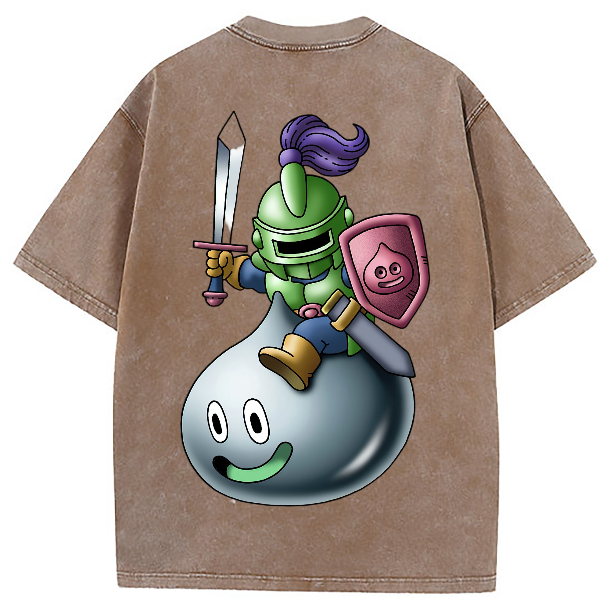 （画像用） ドラゴンクエスト Doragon Kuesuto Dragon Quest 綿100% ヴィンテージ風 半袖Tシャツ（背面プリント）