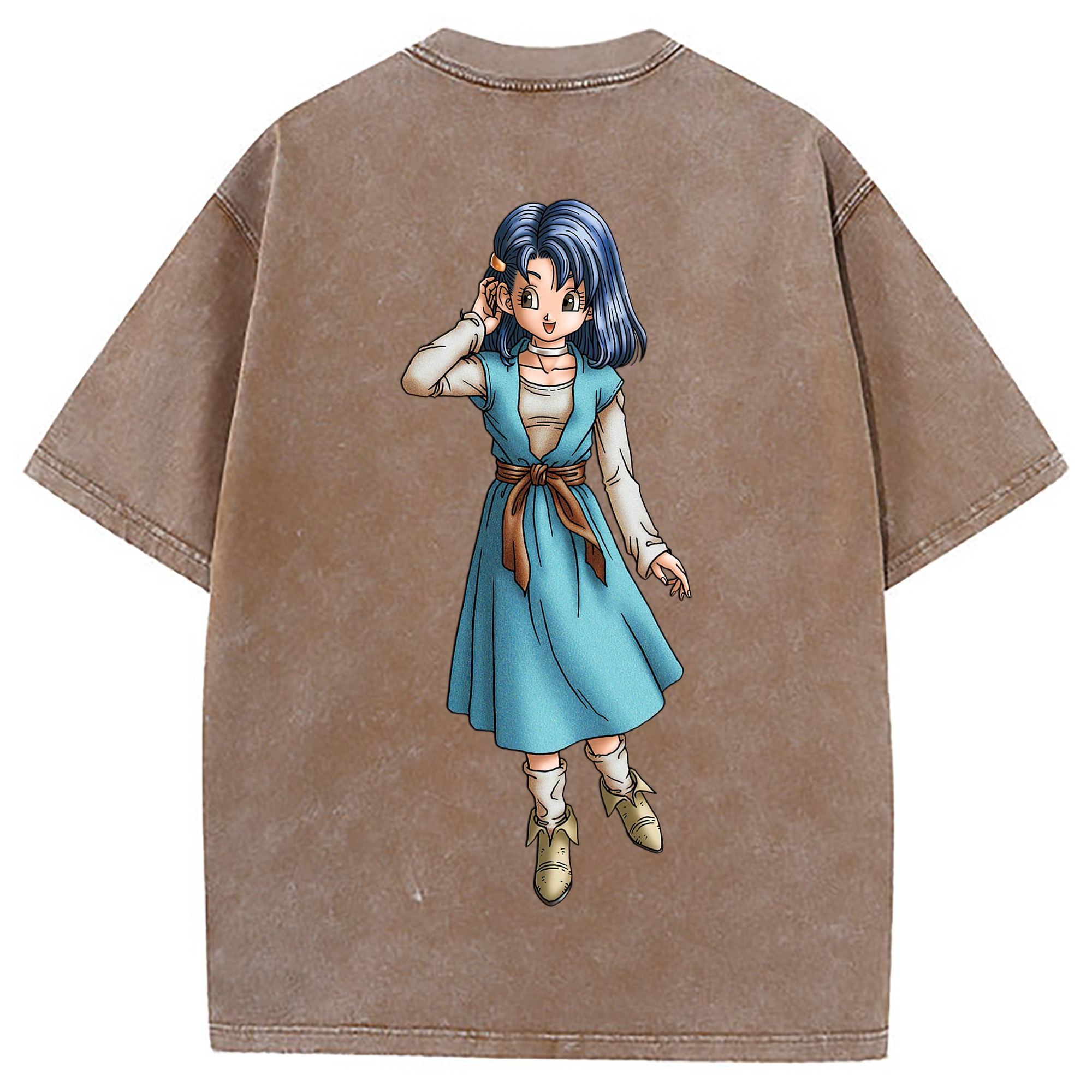 （画像用） ドラゴンクエスト Doragon Kuesuto Dragon Quest 綿100% ヴィンテージ風 半袖Tシャツ（背面プリント）