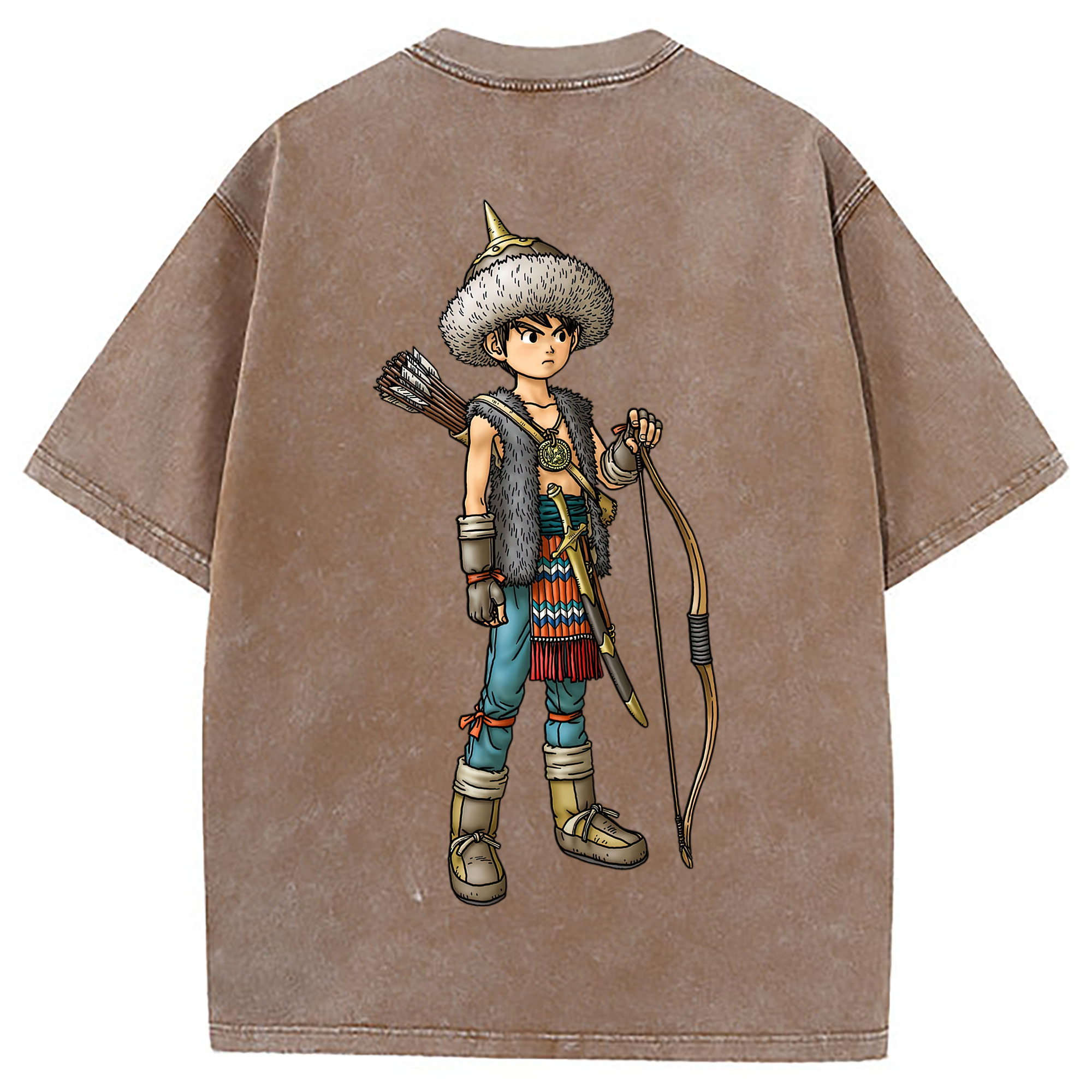 （画像用） ドラゴンクエスト Doragon Kuesuto Dragon Quest 綿100% ヴィンテージ風 半袖Tシャツ（背面プリント）